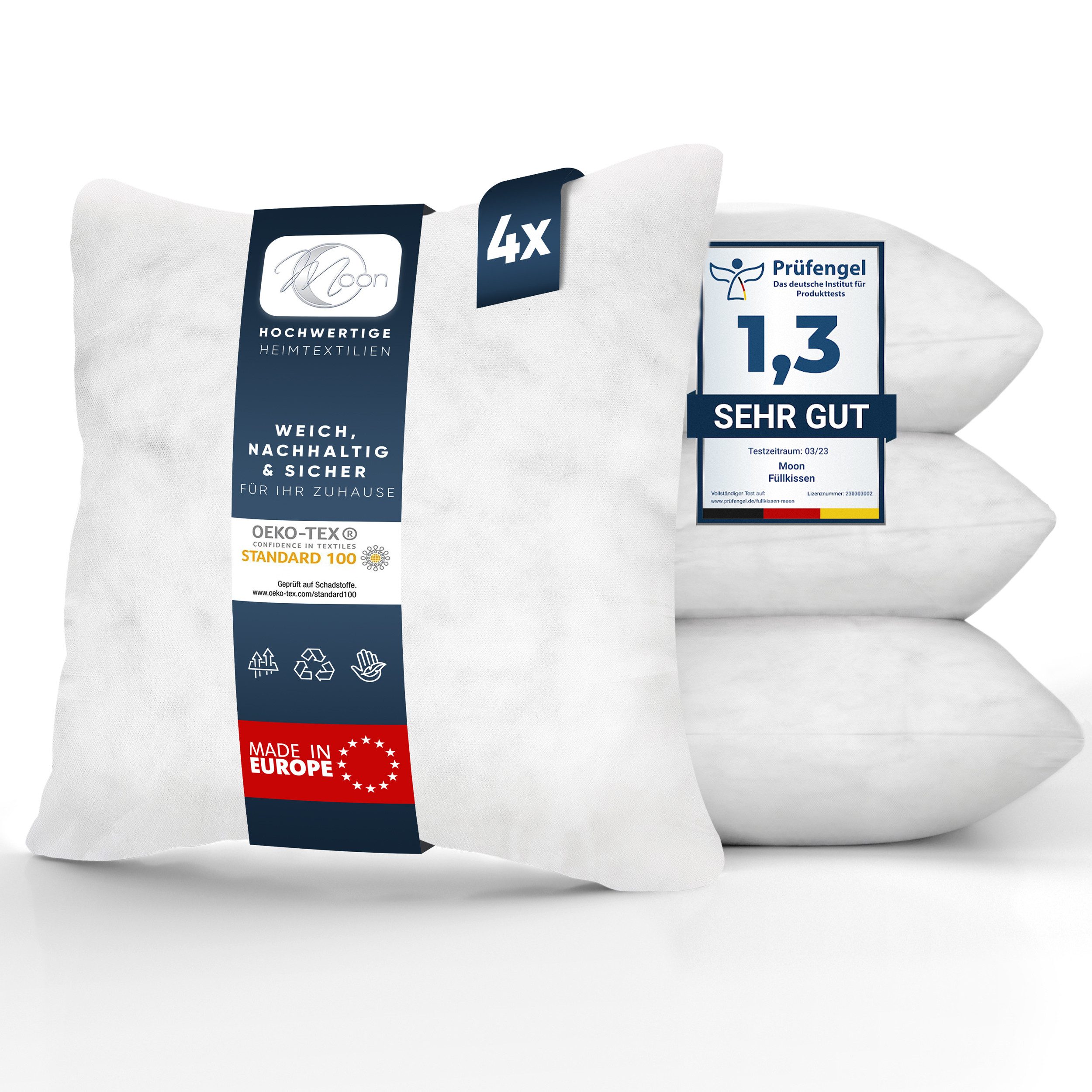 MOON Heimtextilien Sofakissen 4er Pack Füllkissen Innenkissen fest gefüllt Polyester Nonwoven Moon