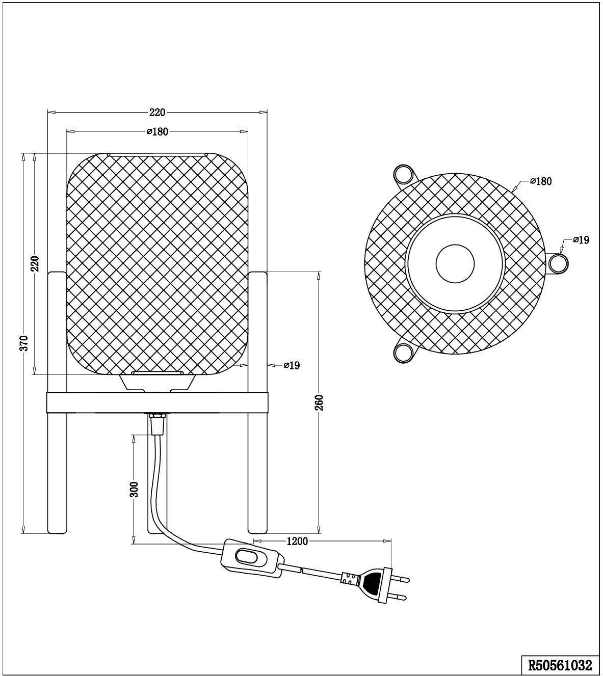 TRIO Leuchten Tischleuchte CALIMERO, Höhe wählbar, Leuchtmittel, ohne Ein-/Ausschalter, Schnurschalter, 37cm, Ã˜ E27-Leuchtmittel 22cm mit frei