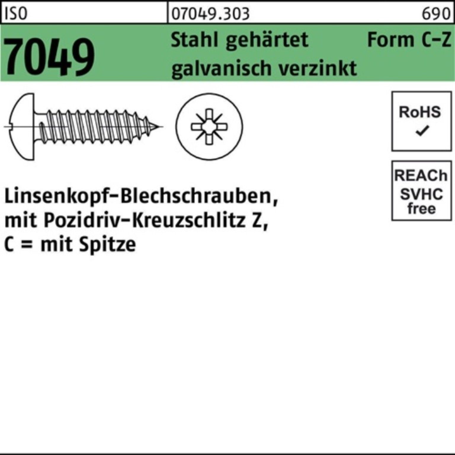 Reyher Blechschraube 100er Pack Blechschraube ISO 7049 LIKO Spitze/PZ 2,9x 13 -C-Z Stahl ge | Schrauben