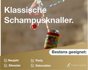 happy sparks® Konfetti 20x Party Schampus Schampusknaller Tischfeuerwerk Partypopper gold