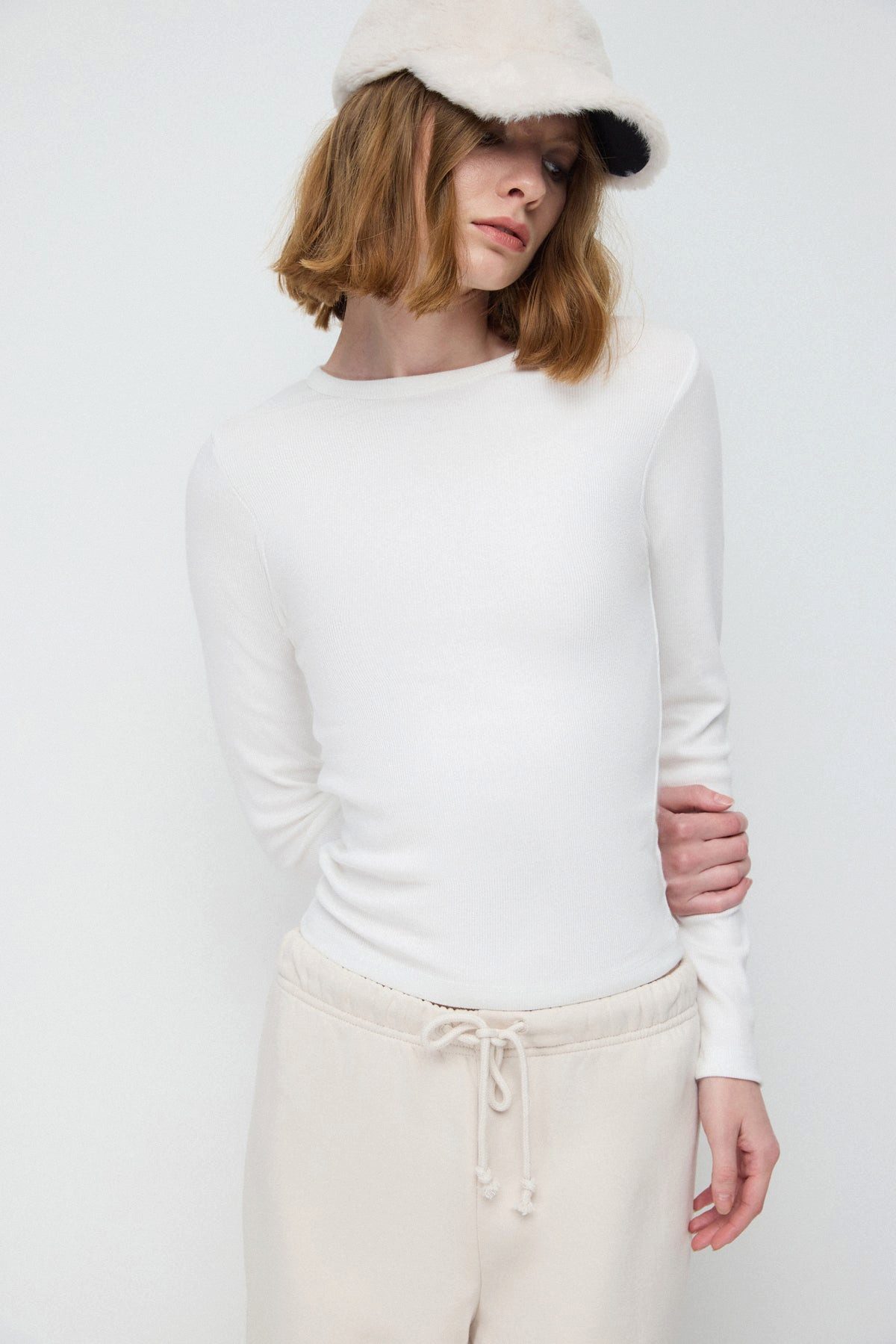 No Matter What T-Shirt Dehnbarer Basic Langarm T-Shirt aus türkischem Stoff