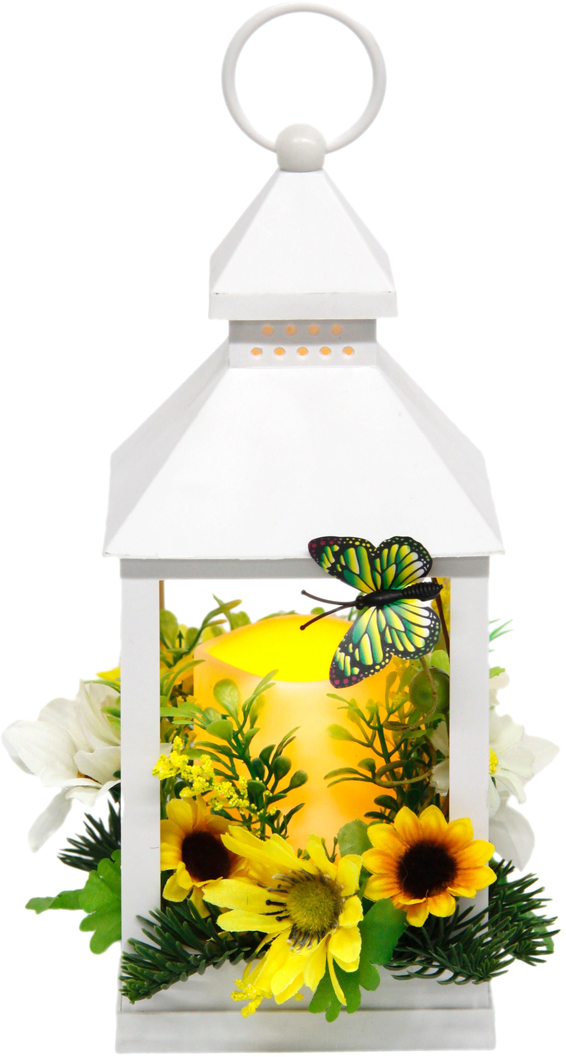 I.GE.A. Windlicht Laterne mit Sonnenblume Schmetterling günstig online kaufen