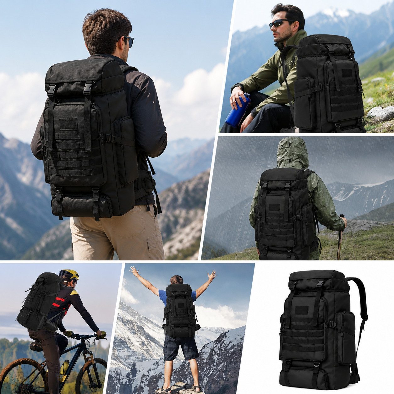 Toomoke Wanderrucksack Rucksack Wanderrucksack Herren Damen Outdoor Camping Wasserdicht (Packung, mit schützendem Laptopfach, aus Polyester), Für Wandern, Radfahren, Klettern, Bergsteigen und Reisen Sport