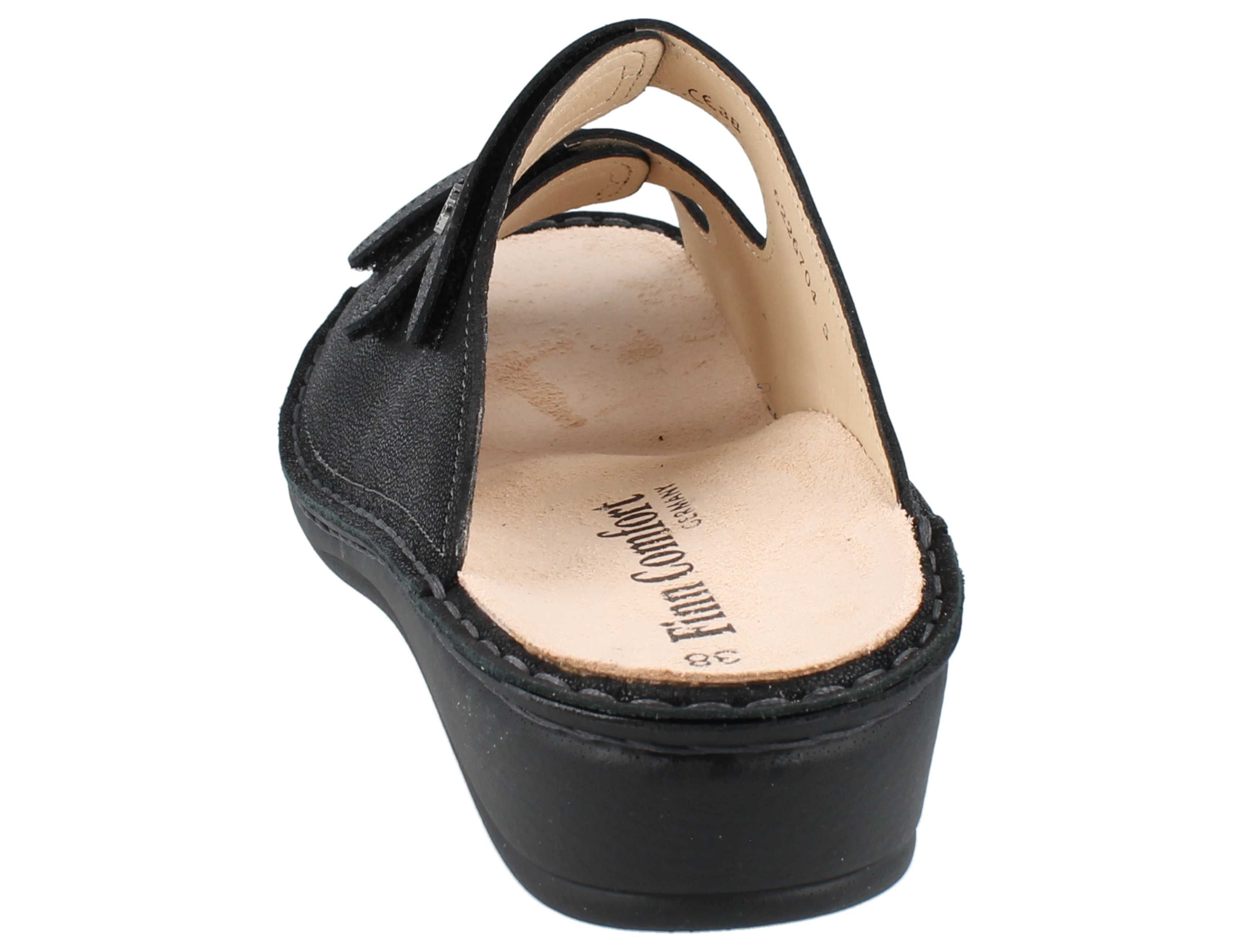 Finn Comfort FINN COMFORT Pisa Damen Pantolette schwarz black bedrucktes Pantolette Wechselfußbett