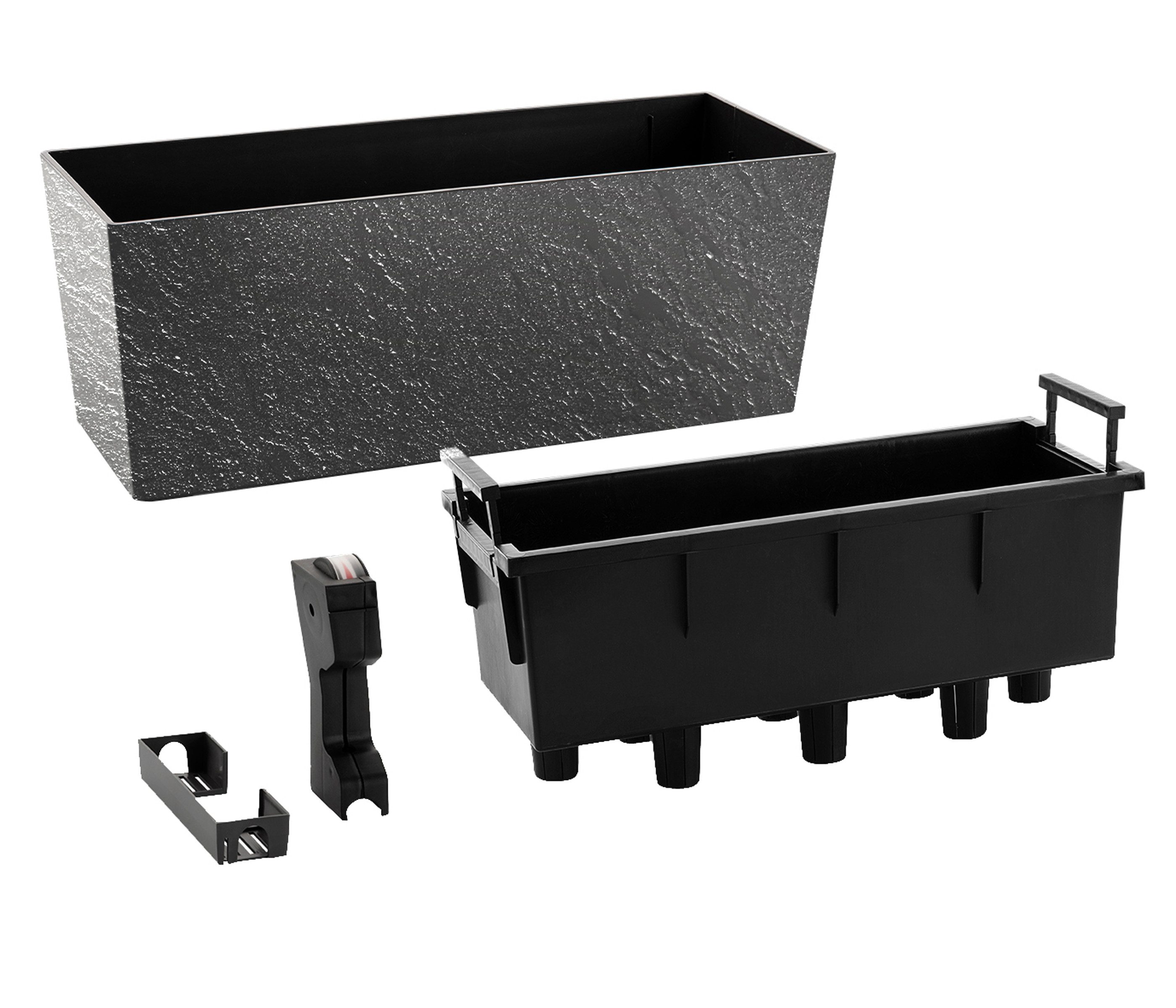 Dehner Blumenkasten Pflanzkasten Stone, Naturstein-Optik, verschiedene Größen, Kunststoff, mit integriertem Hydro-Power-Selbstbewässerungssystem