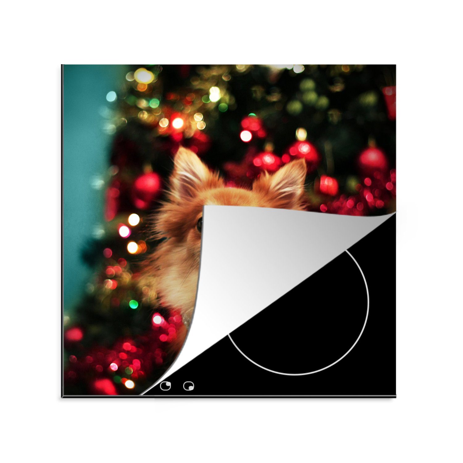 MuchoWow Herdblende-/Abdeckplatte Hund zu Weihnachten, tlg), küche Arbeitsplatte Vinyl, 78x78 Ceranfeldabdeckung, (1 für cm