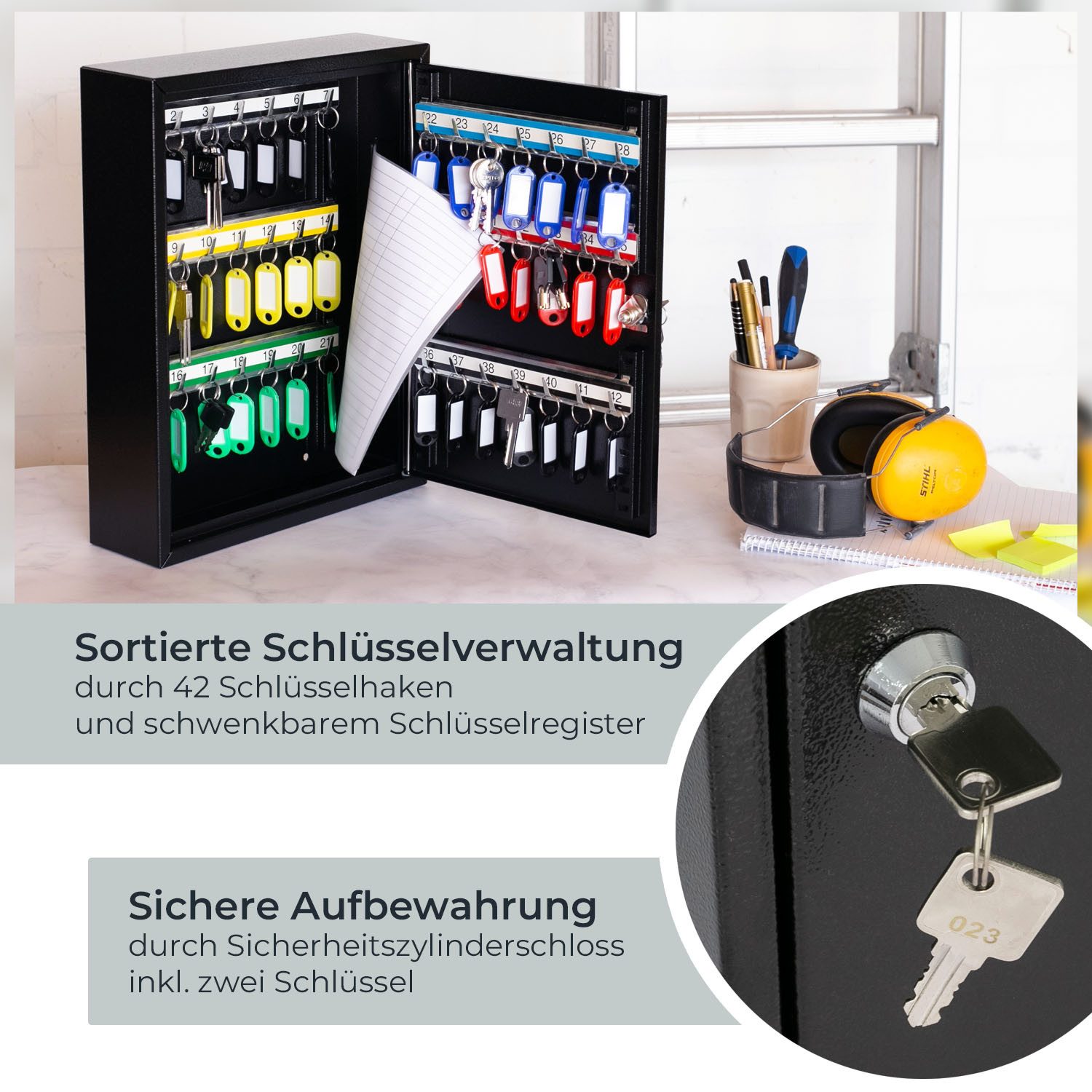 HMF Schlüsselkasten Abschließbarer Schlüsselschrank mit 42 Haken (Inkl. Sch günstig online kaufen