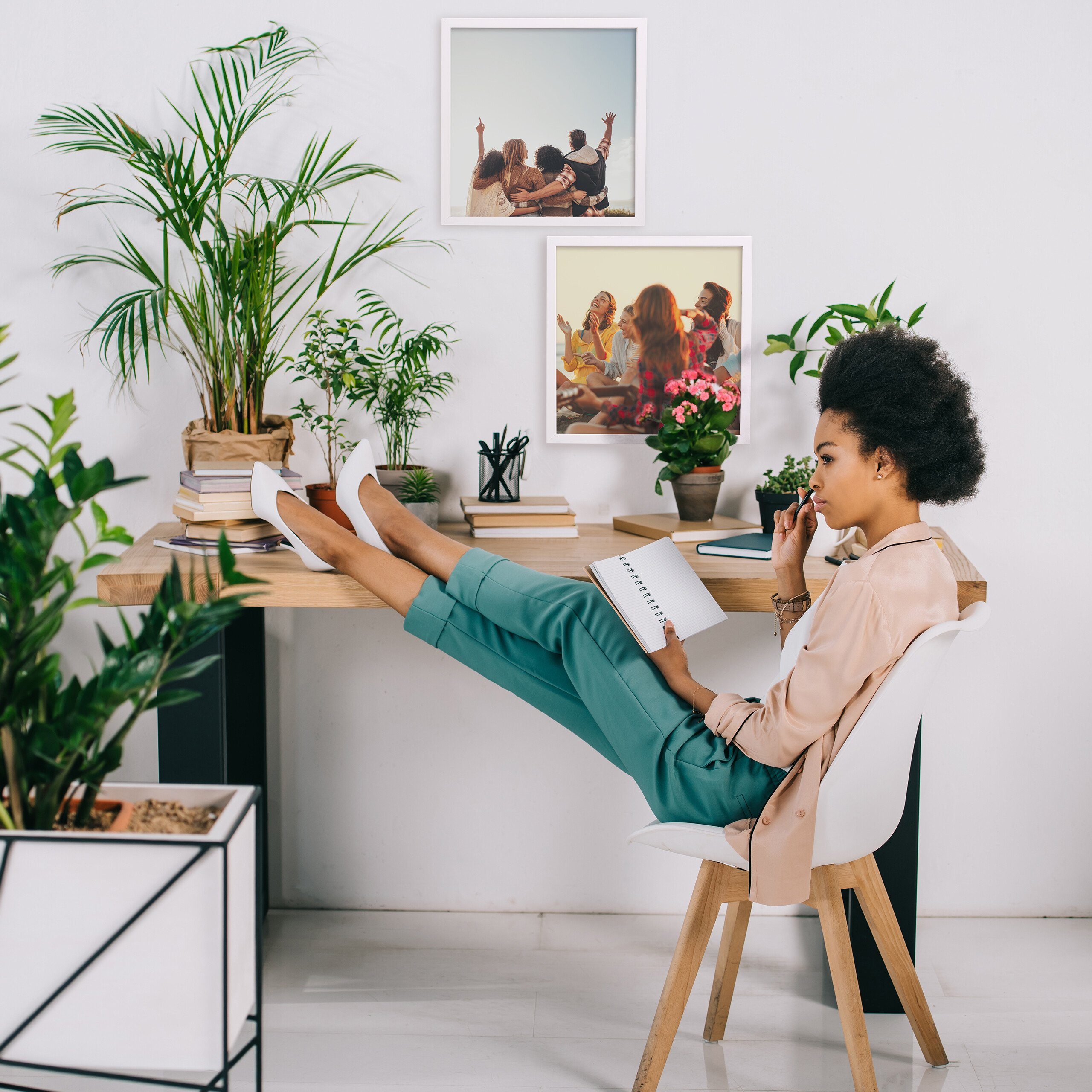 relaxdays Bilderrahmen-Set Bilderrahmen 38,5 x 38,5 cm 2er Set, weiß