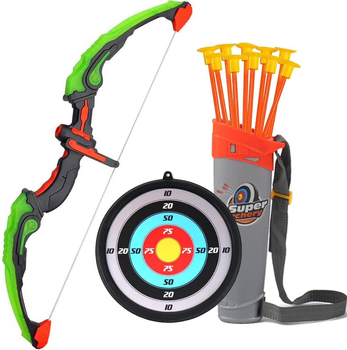 Spiel-Armbrust Kinderbogenset Pfeil und Bogen Set Kinder, LED Blitzlichtern Geschenk