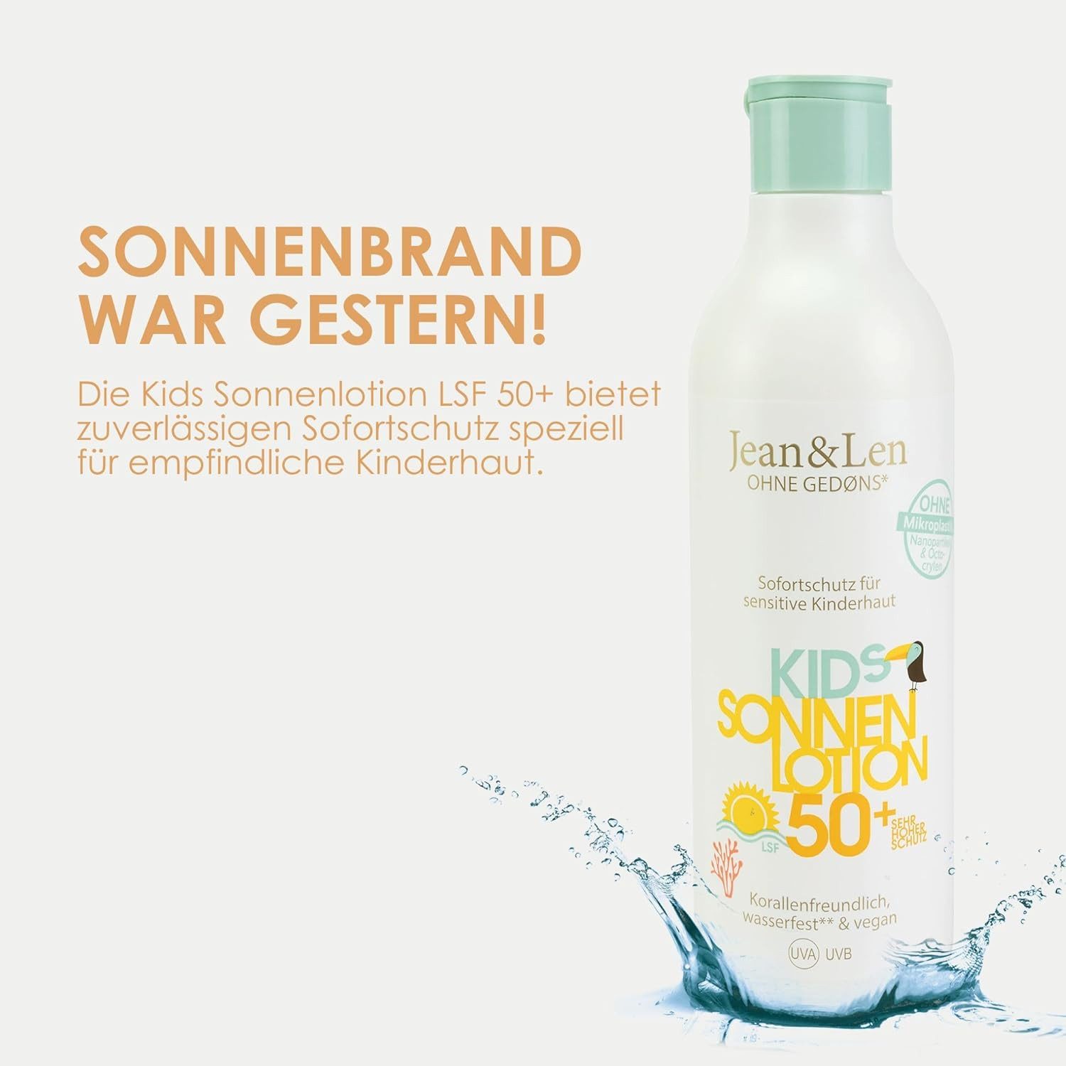 Jean & Len ohne Gedons* Sonnenschutzlotion Sensitive Kids Sonnen Lotion LSF 50+, 250ml, 1-tlg., Vegan
