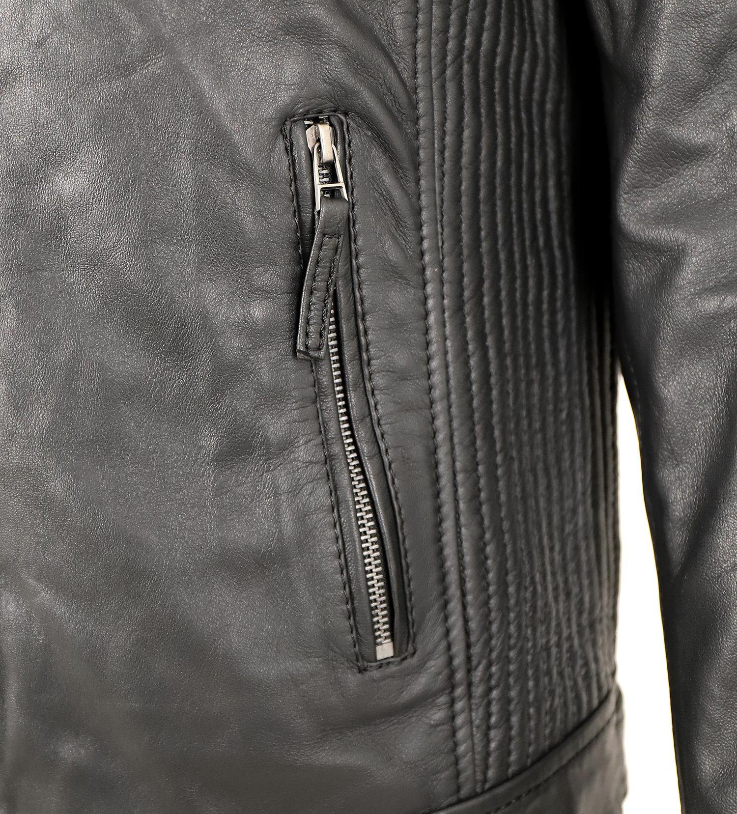 Otto Kern Lederjacke Lando/M OTTO KERN - Herren Lederjacke Kapuze Lammnappa schwarz – Bild 5 von 5