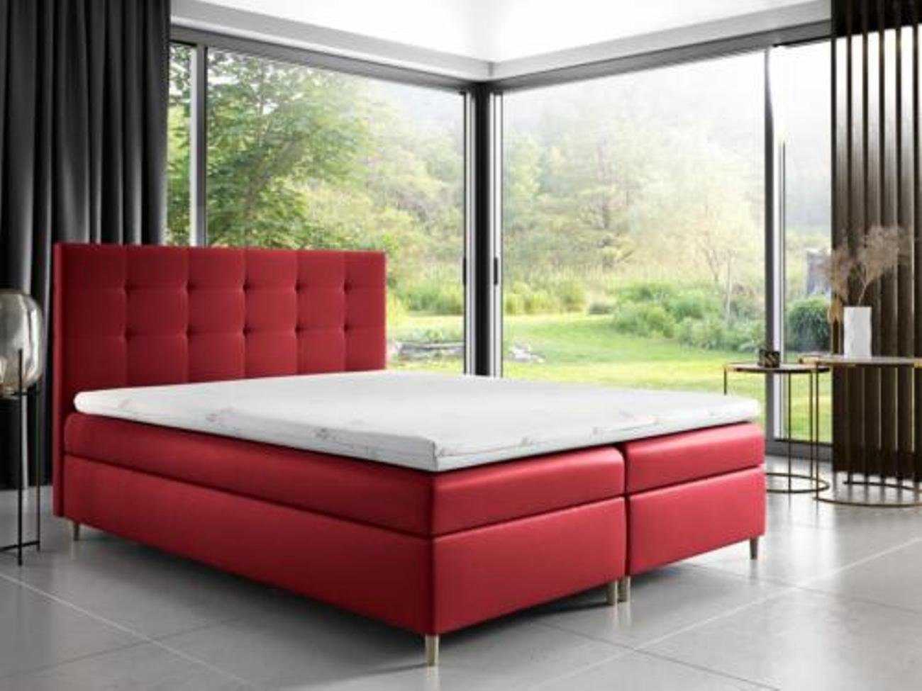 Bett Doppel Hotel JVmoebel Boxspringbett Design Schlafzimmer Bett, Modern Betten Rot