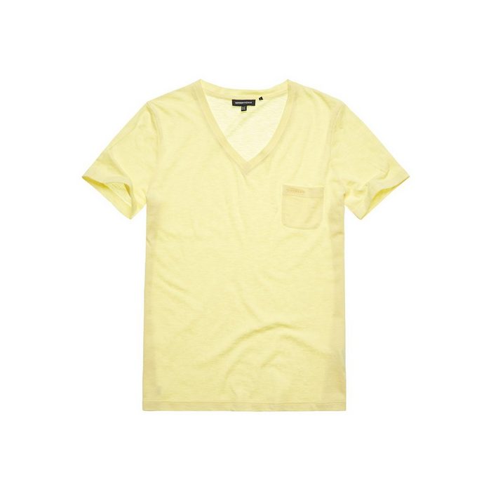 Superdry T-Shirt Superdry Damen T-Shirt STUDIOS POCKET V NECK TEE Beacon Yellow Gelb