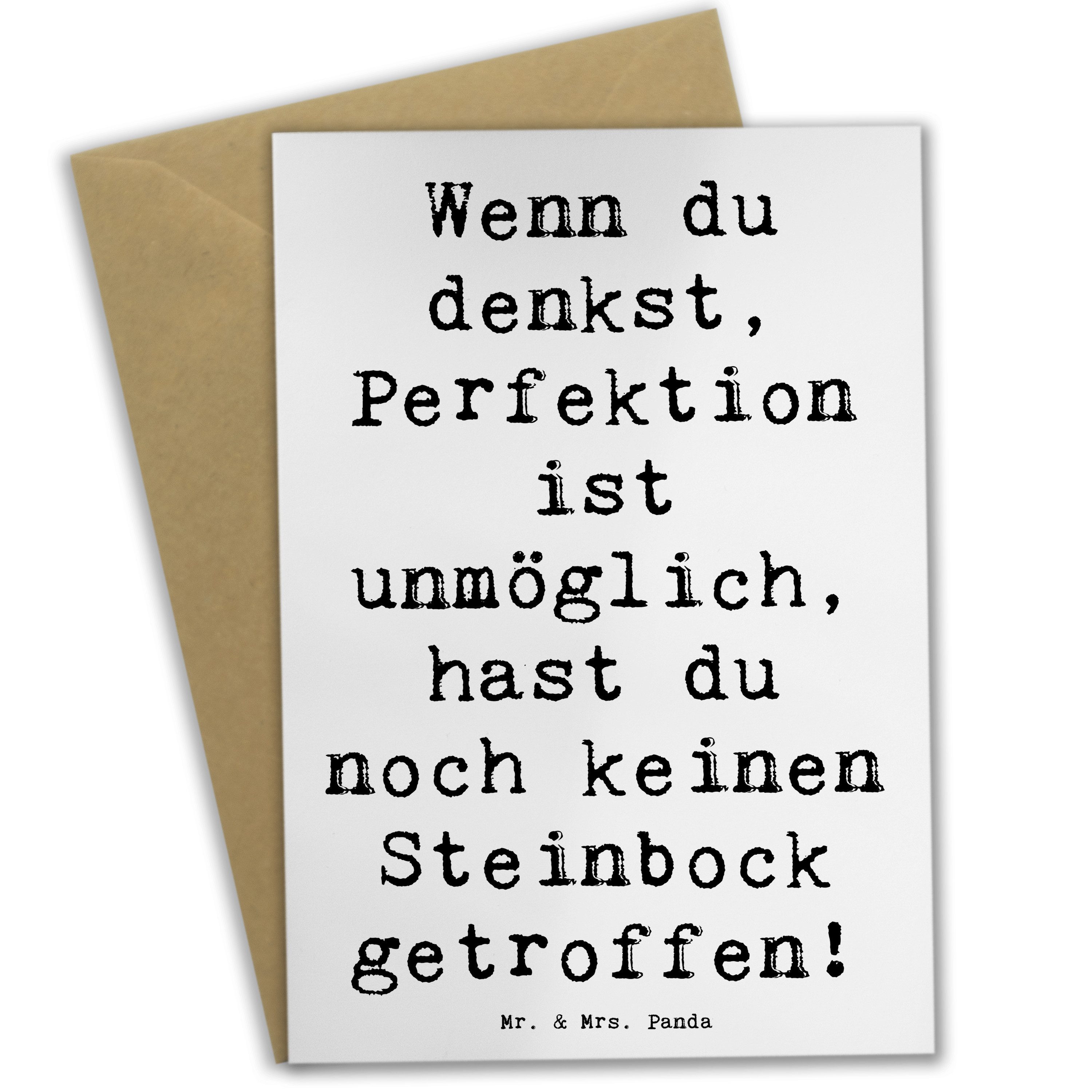 Mr. & Mrs. Panda Grußkarte Steinbock Perfektion - Weiß - Geschenk, Perfektionismus, Astrologie, Hochwertiger Karton