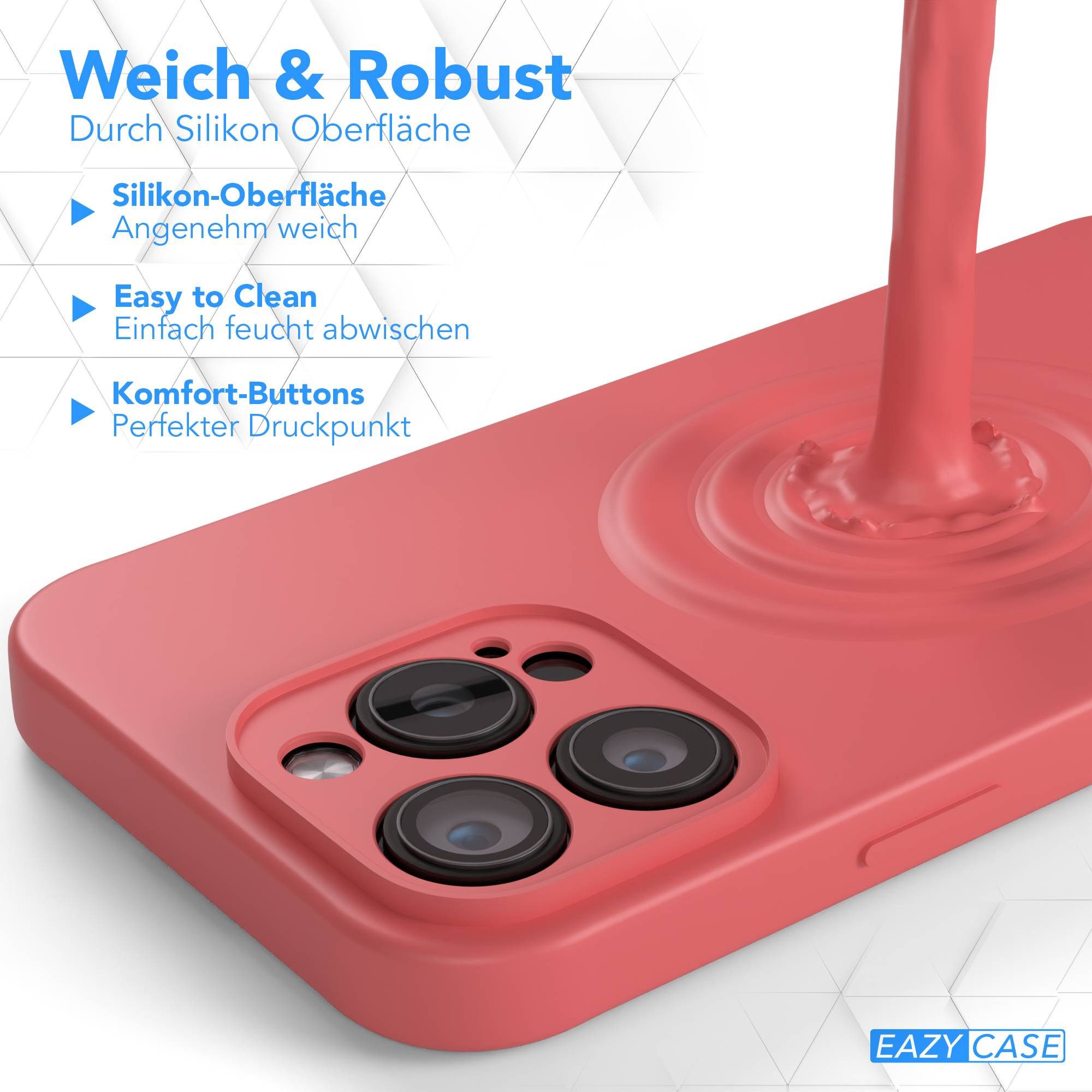 EAZY CASE Handyhülle für Apple iPhone 16 Pro Max Hülle Silikon 6,9 Zoll, Schutzhülle mit Kameraschutz stoßfest Telefonhülle Matt Rot / Hellrot – Bild 5 von 5