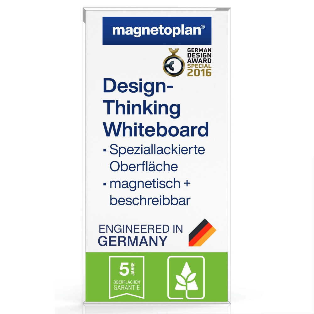 Anzeigetafel Design-Thinking Weißwandtafel - emailliert - magnetisch - 90x178 Weiß
