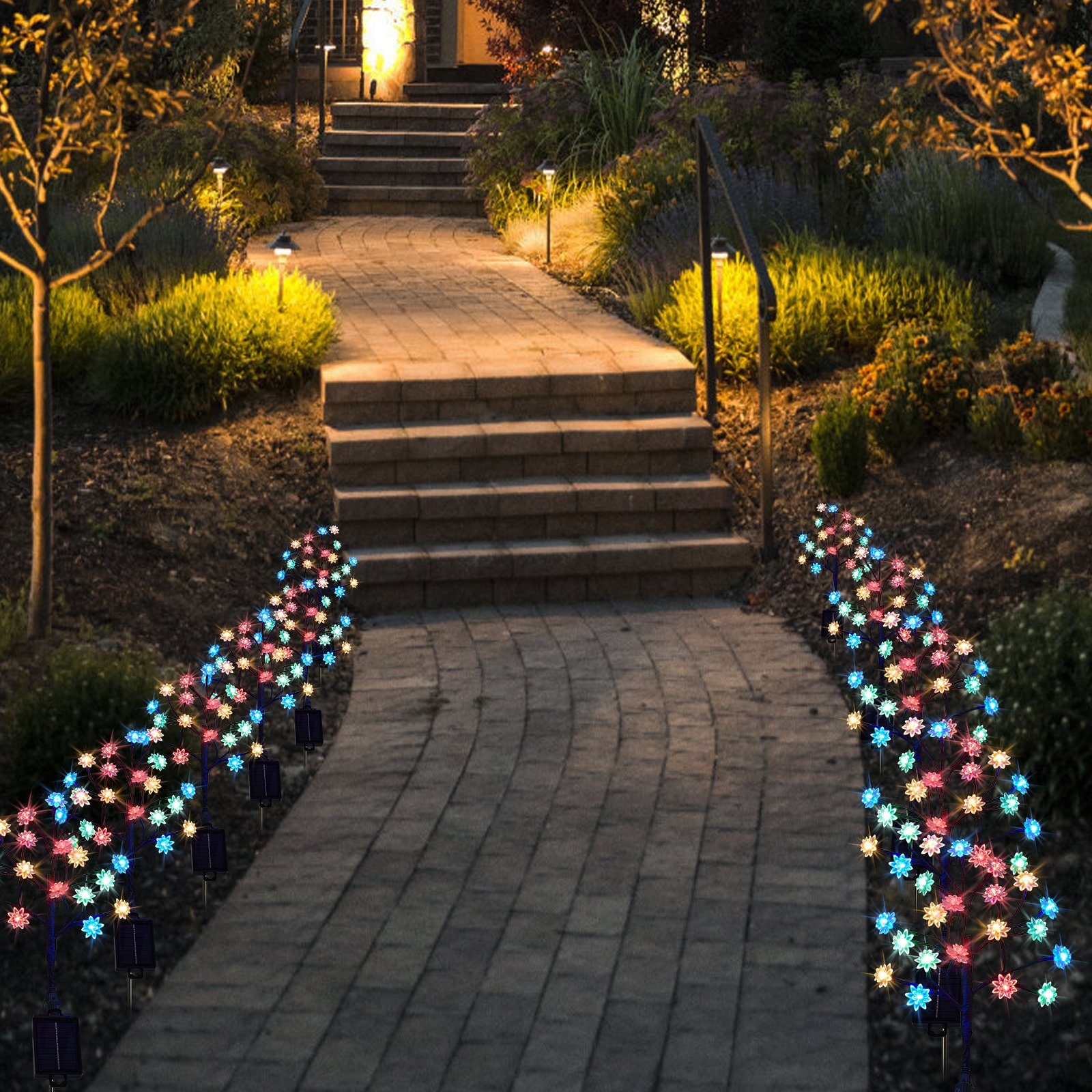 die Gartenleuchte Wasserdicht, Garten Parks, Rasenflächen mit LED Lichter Perfekt Sunicol von IP65 Modi, Höfen, Solar Gärten, Fernbedienung, 8 für Außendekoration Mehrfarbig