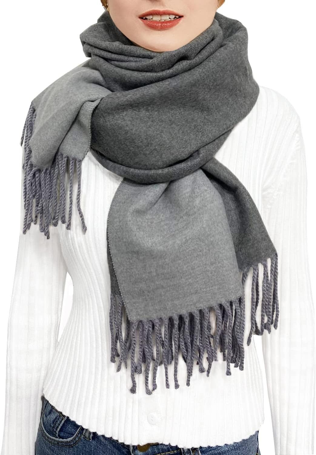 Coonoor Modeschal Warmer Winter Modeschal, Fransenschal, Damen Kaschmirschal, Wendeschal