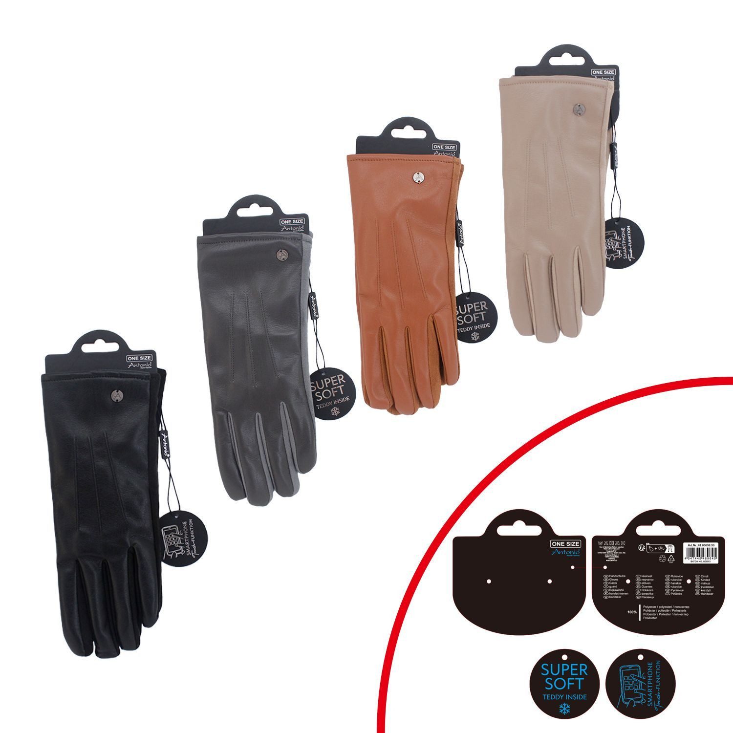 Antonio Lederhandschuhe Gefütterte Winter Damen Handschuhe » Kunstleder PU günstig online kaufen