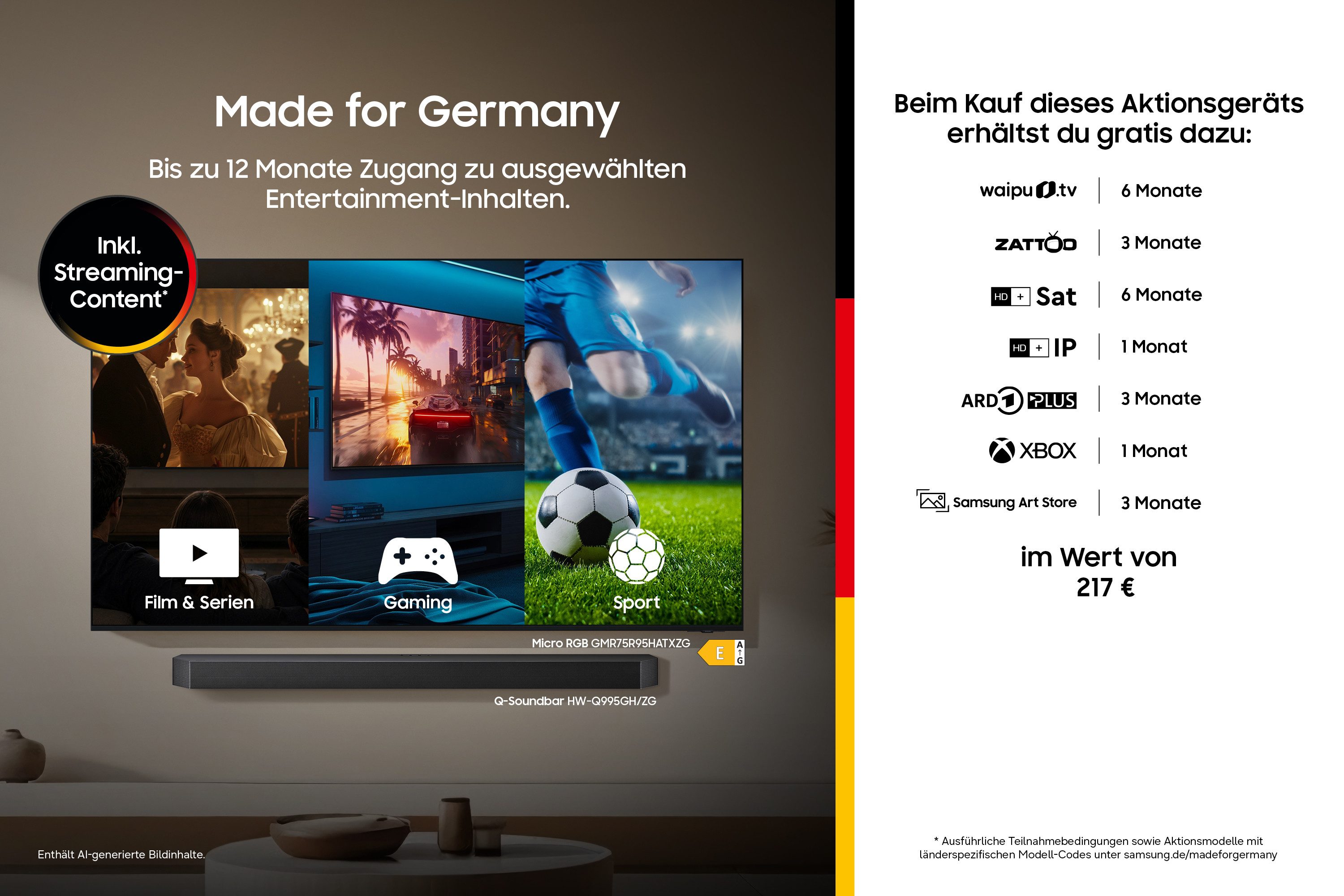 Samsung GQ50QN70HAU QLED-Fernseher (125 cm/50 Zoll, 4K Ultra HD, Smart-TV, Real QLED, Quantum-Mini-LEDs, Gaming Hub mit 144 Hz, Adaptive Sound)
