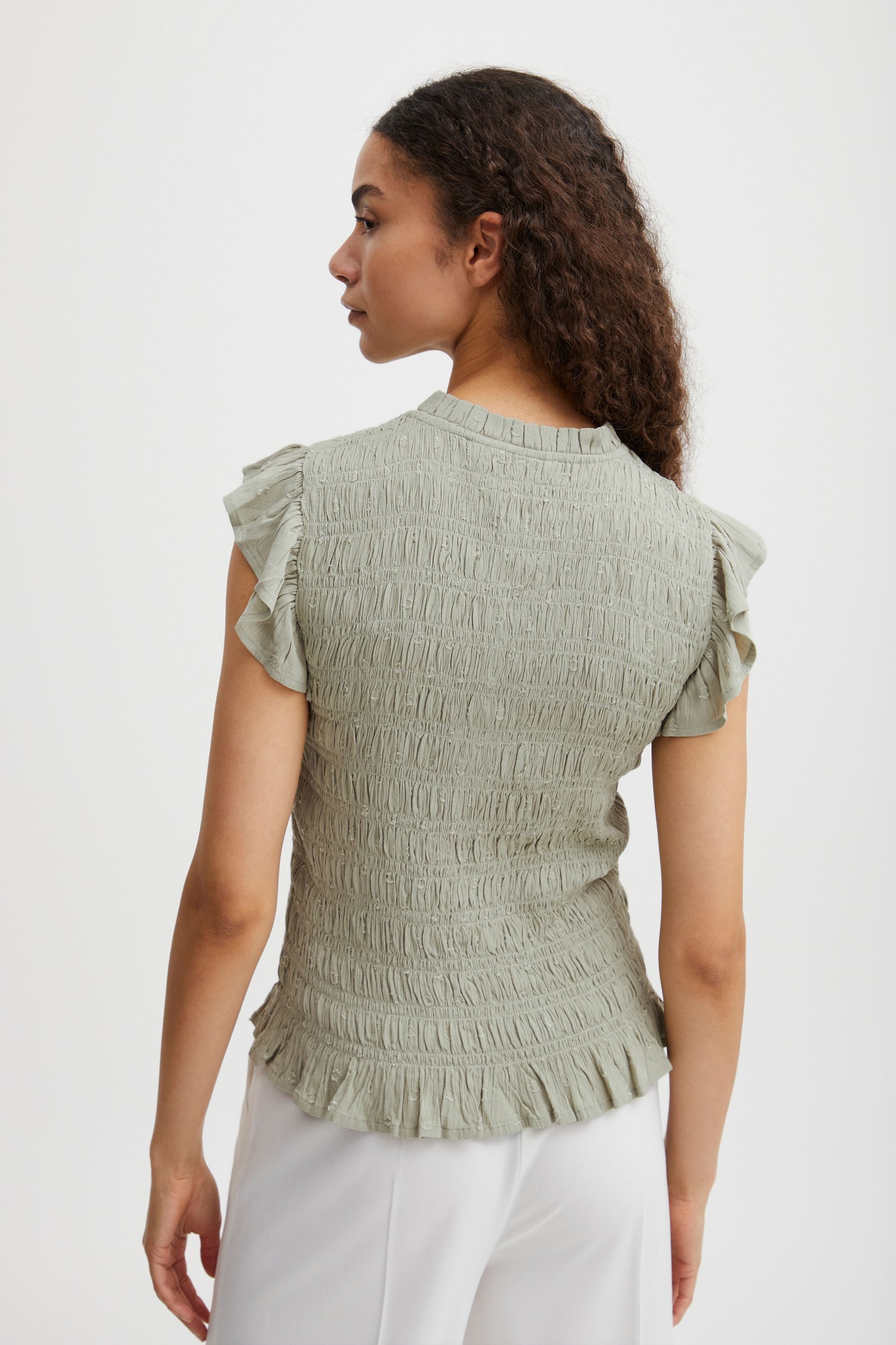 b.young Kurzarmbluse BYFELICE VNECK TOP - LIGHT WOVEN
