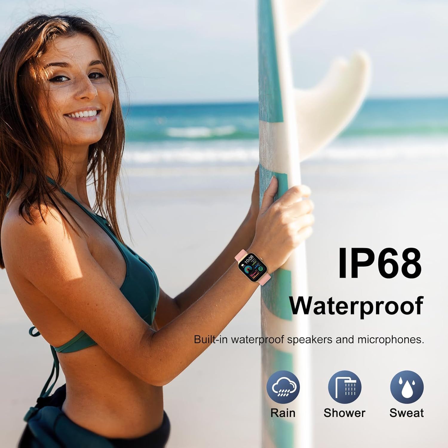 Jugeman Herren"s Damen"s Fitness Tracker mit Telefonfunktion, SPO2 wasserdicht Smartwatch (1.96 Zoll, Android/iOS), mit Anruf, Schlafmonitor, GPS, wasserdicht 113+ Sportmodi