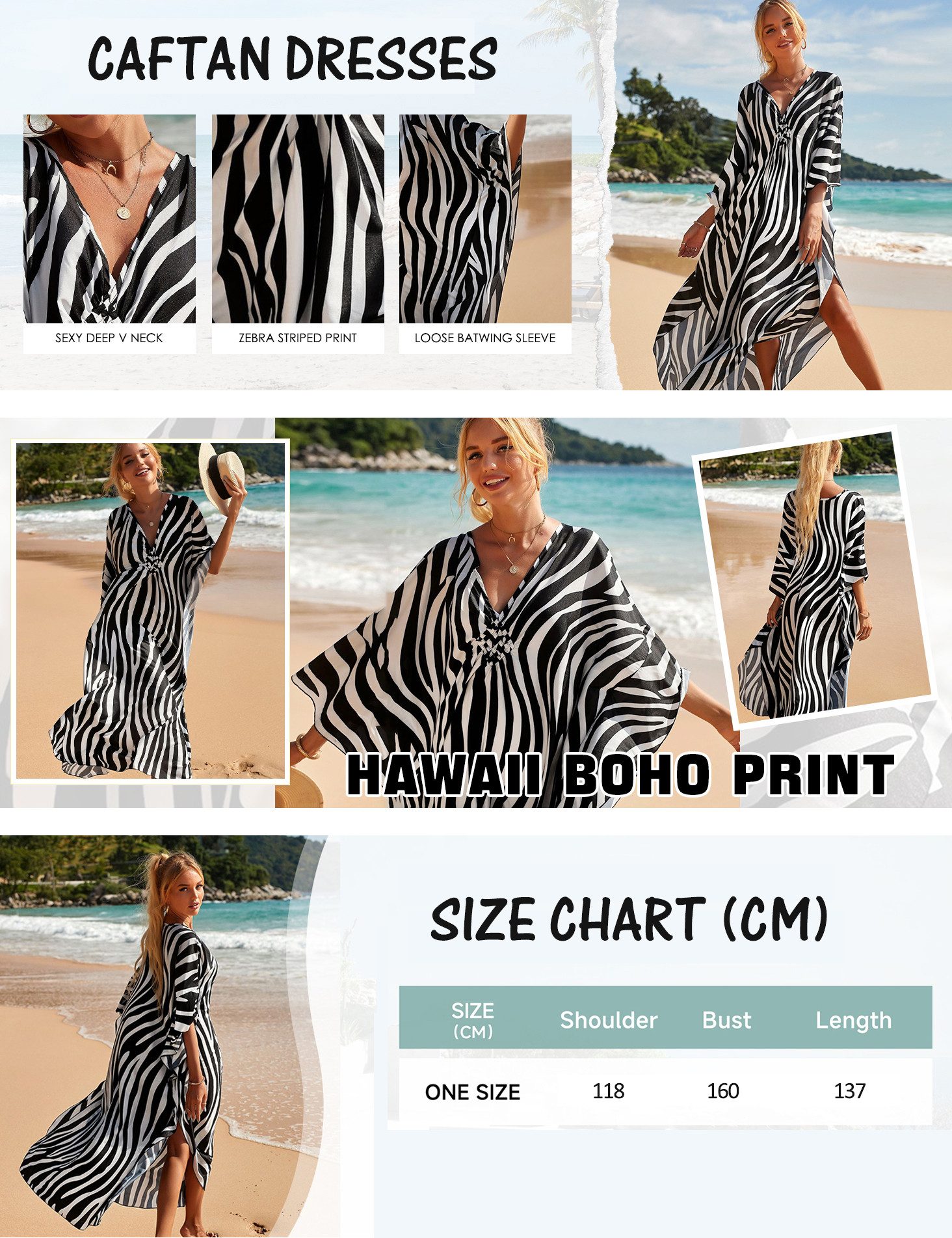 RWEUOQ Strandkleid Boho Maxikleid Damen Kaftan-Kleid, günstig online kaufen