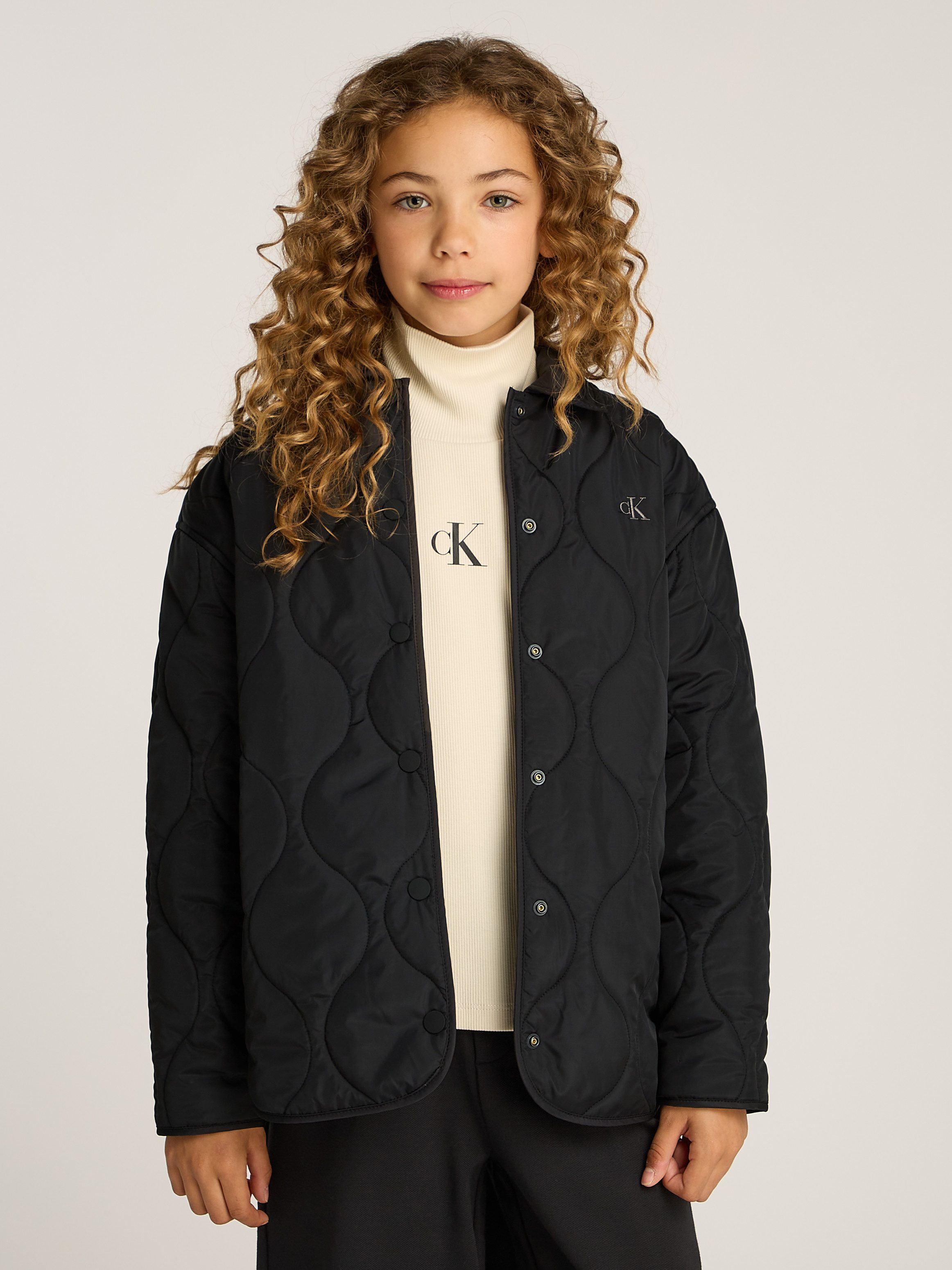 Calvin Klein Jeans Steppjacke QUILTED OVERSHIRT für Kinder bis 16 Jahre mit Logoschriftzug