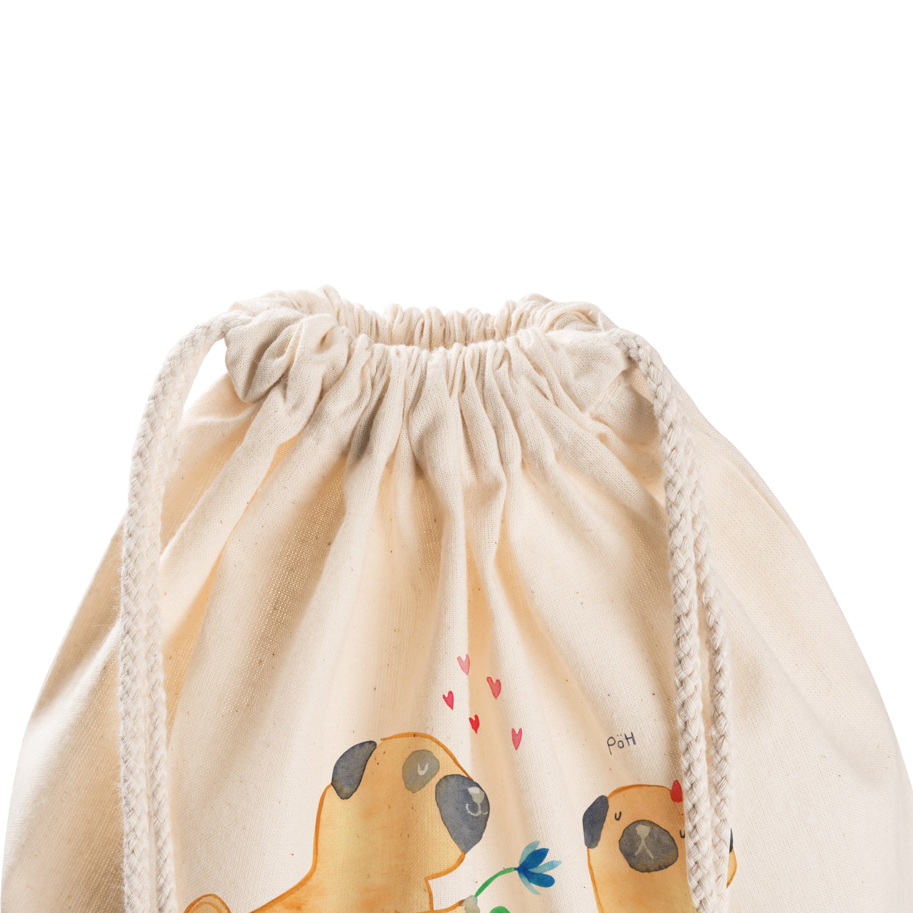 Hund, Mrs. & Panda Spr Sportbeutel Sporttasche - (1-tlg) Kinder, verliebt Geschenk, Mr. - Transparent Mops
