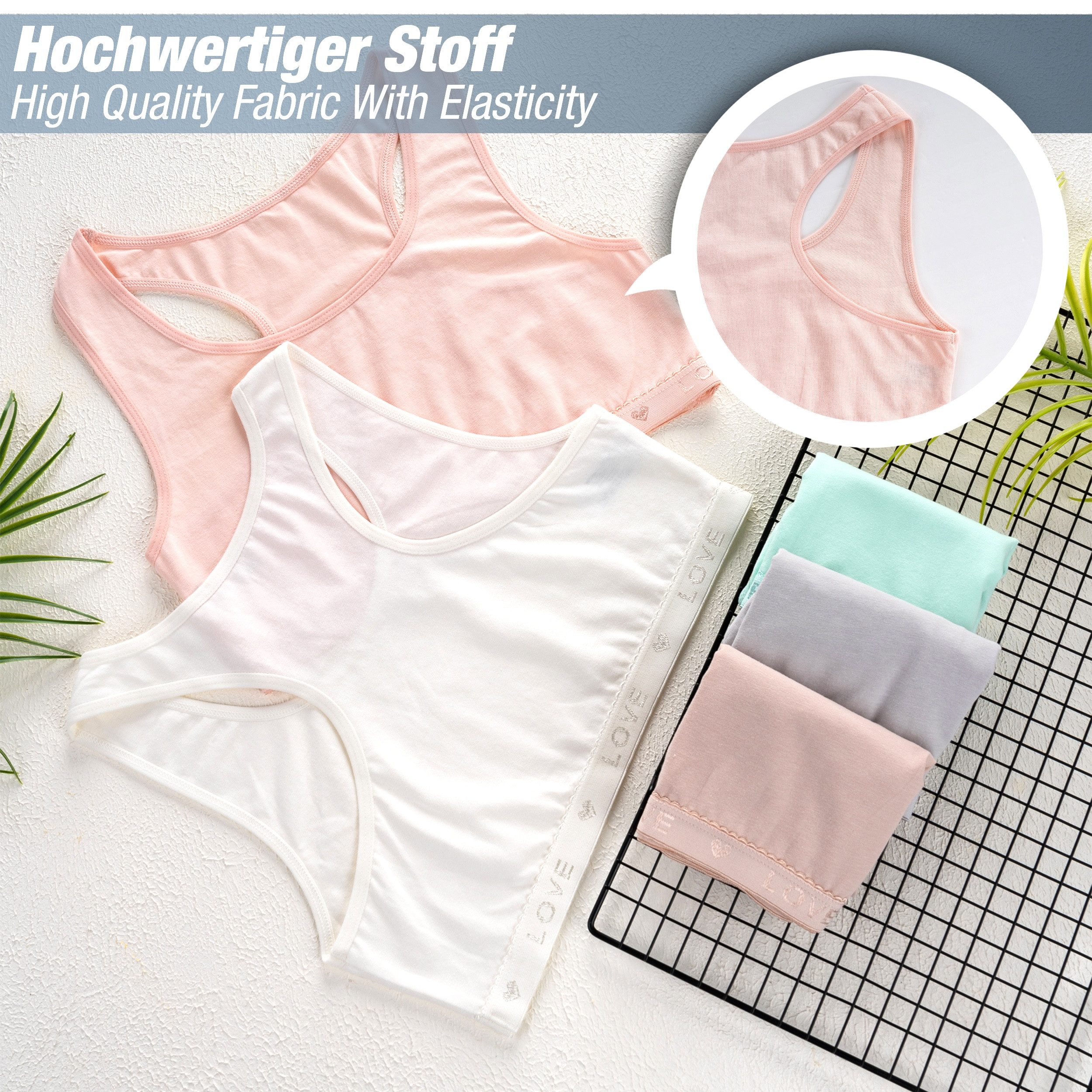 LOREZA Bustier 5 Mädchen Bustier Unterwäsche Strass Sport Bh X-Rücken (Set, 5-tlg., 5er-Pack) – Bild 4 von 5