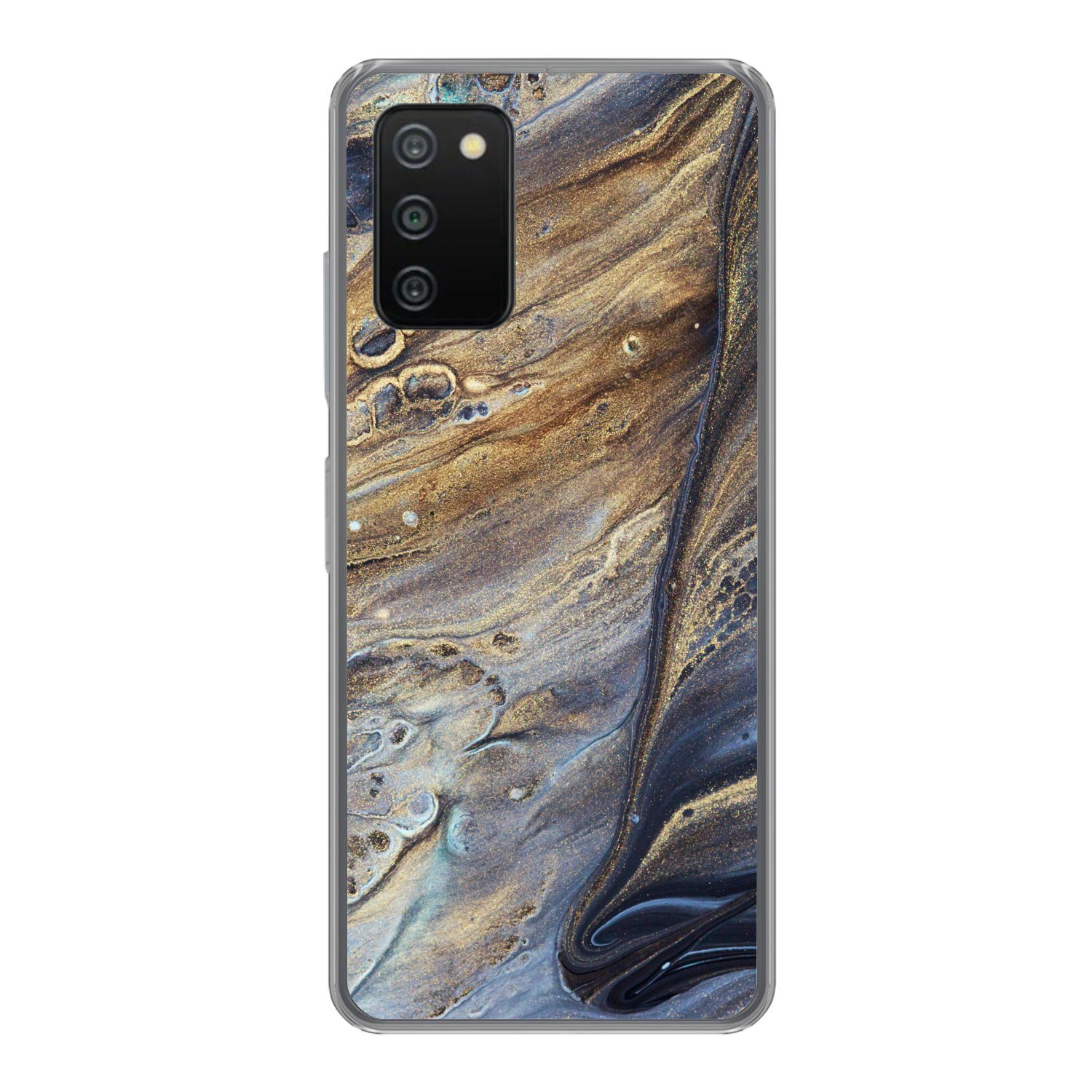 MuchoWow Handyhülle für Samsung Galaxy A03s Marmor - Gold - Aquarell - Textur - Marmoropti, Smartphone-Bumper, Print, Handy Schutzhülle Dünn