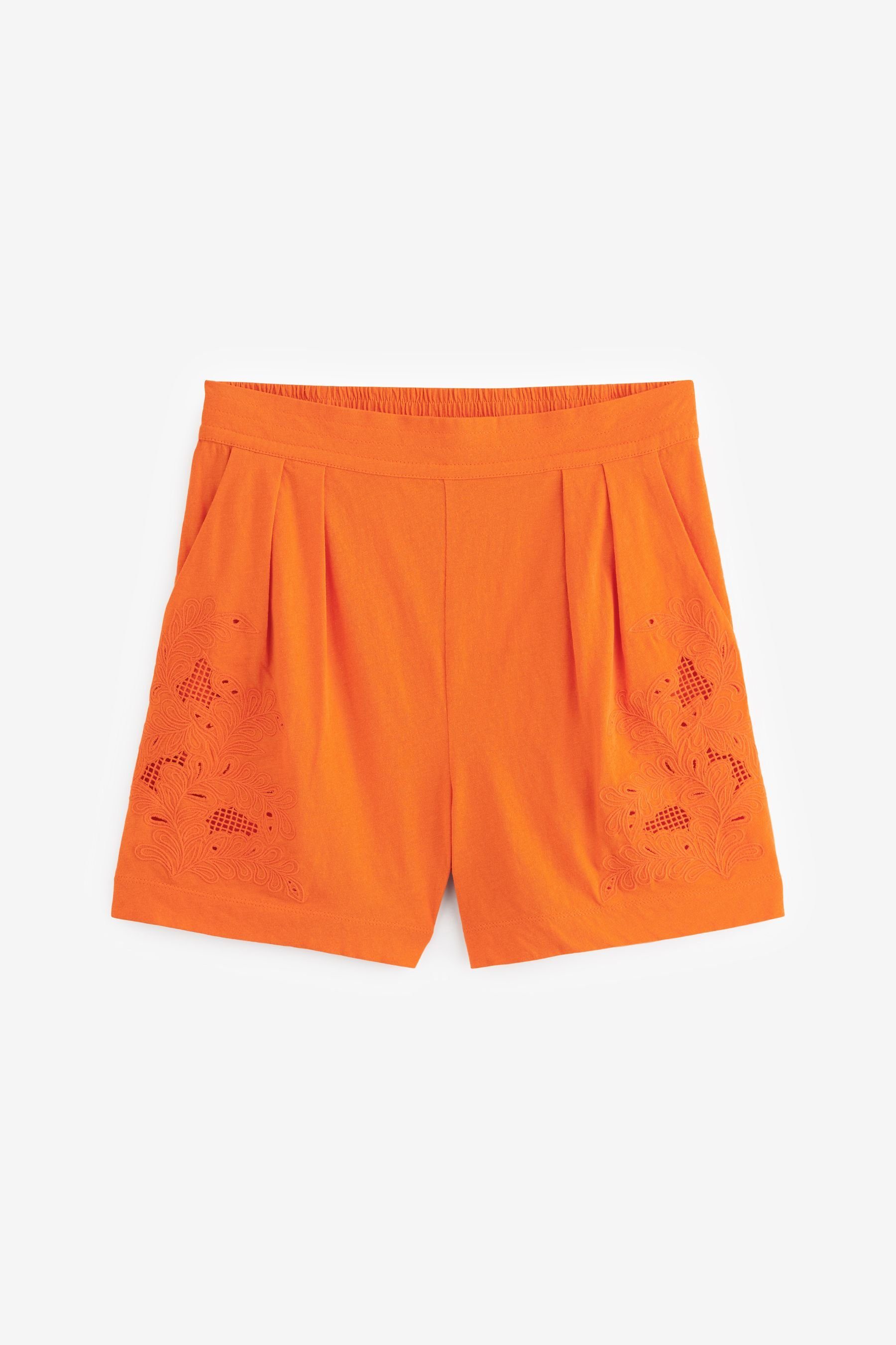 (1-tlg) Orange Shorts Lochstickerei Sweatshorts Next mit