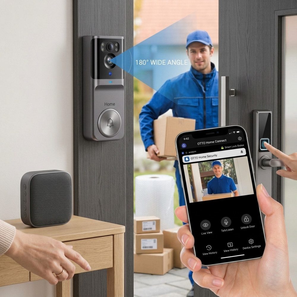 Athlix Smart Home Türklingel Kabellose intelligente WLAN-Video-Türklingel mit Gegensprechfunktion (Wohnungseingang, Gartentor, Haustür, Außenbereiche, Büro, Hoh – Bild 3 von 3