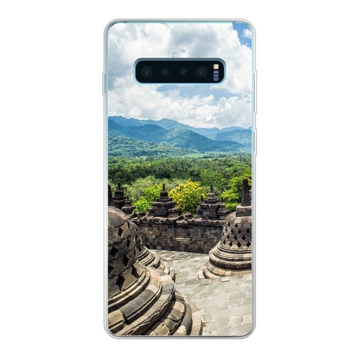 MuchoWow Handyhülle Weiße Wolken über dem Borobudur-Tempel Phone Case Handyhülle Samsung Galaxy S10 Lite Silikon Schutzhülle