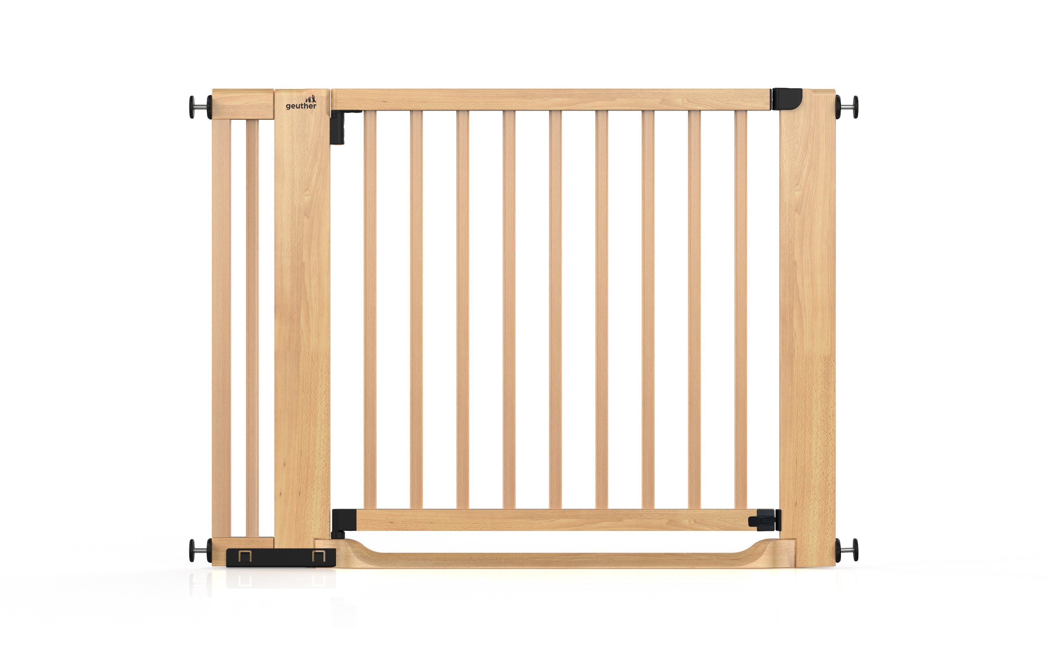 Geuther Treppenschutzgitter Easylock Flatstep Holz 71–133 cm, ohne Bohren Auto-Close flach Tritt, Treppenschutzgitter