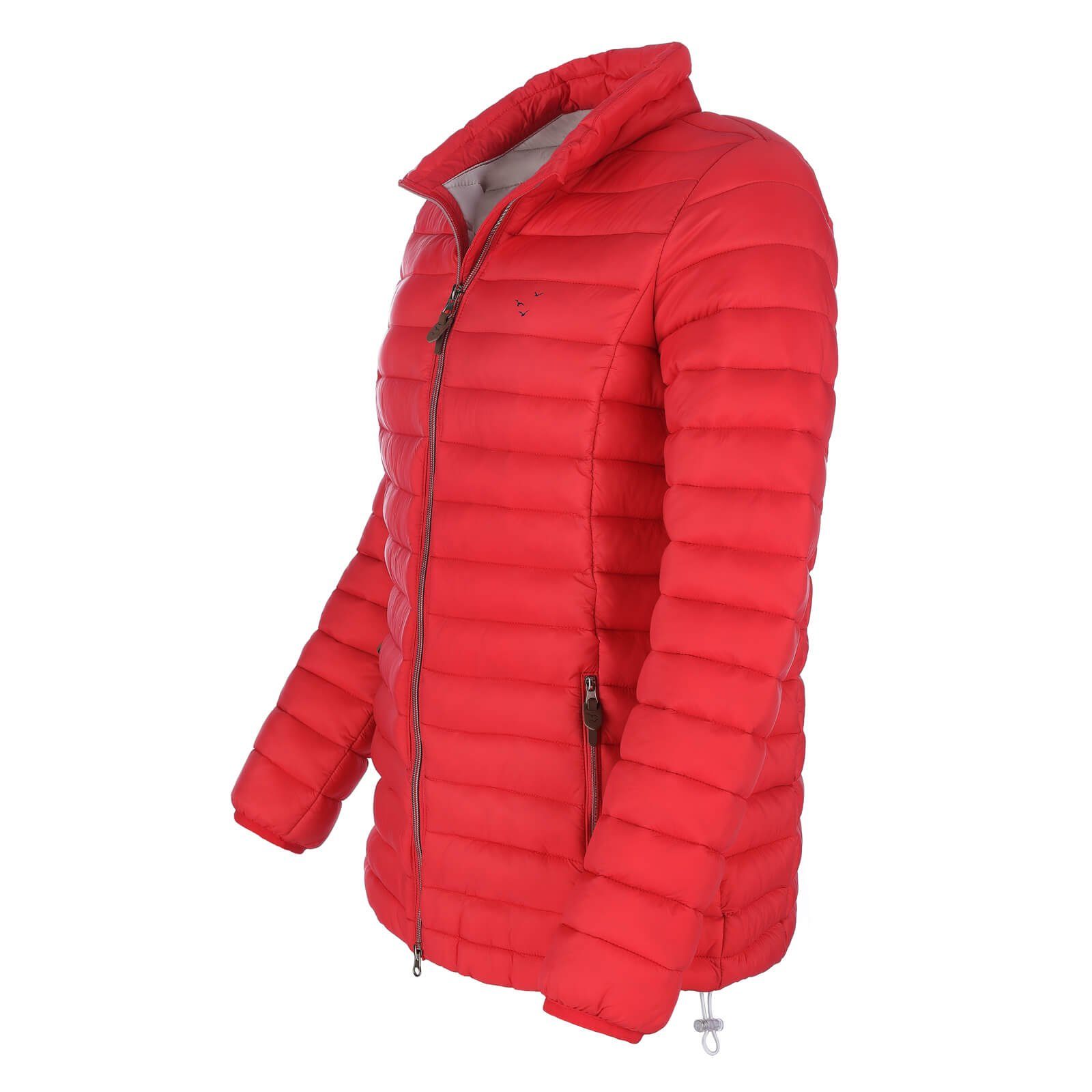 modAS Steppjacke Damen Jacke mit Daunenoptik Aufbewahrungsbeutel Stehkragen inkl. (20) - rot