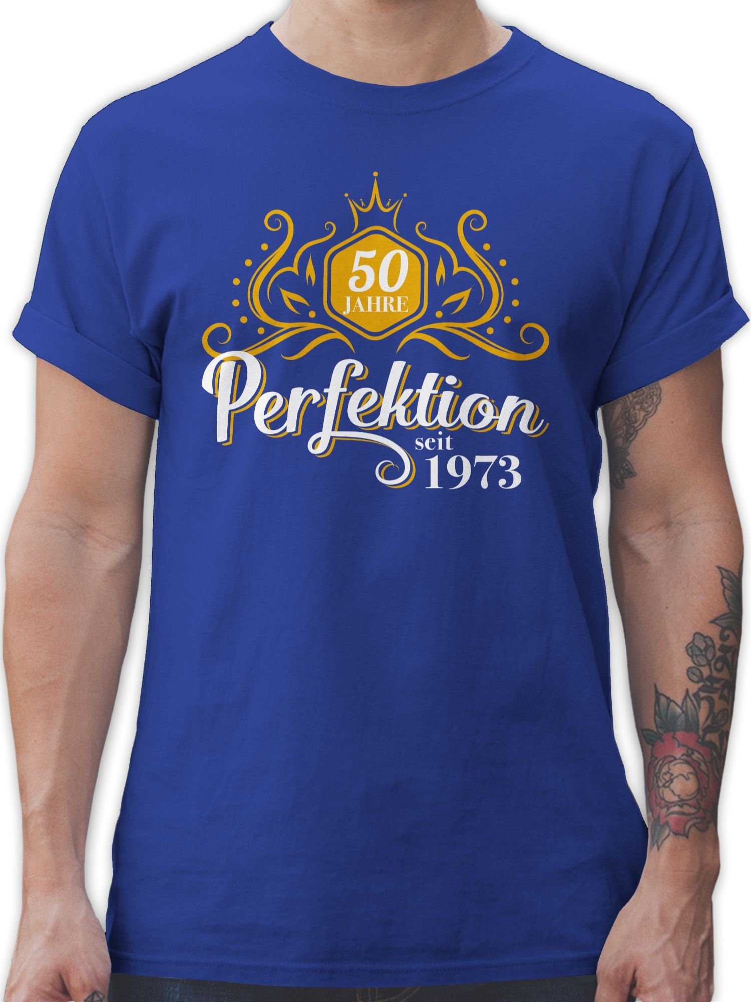 Shirtracer T-Shirt Fünfzig Jahre Perfektion 1973 50. Geburtstag 3 Royalblau
