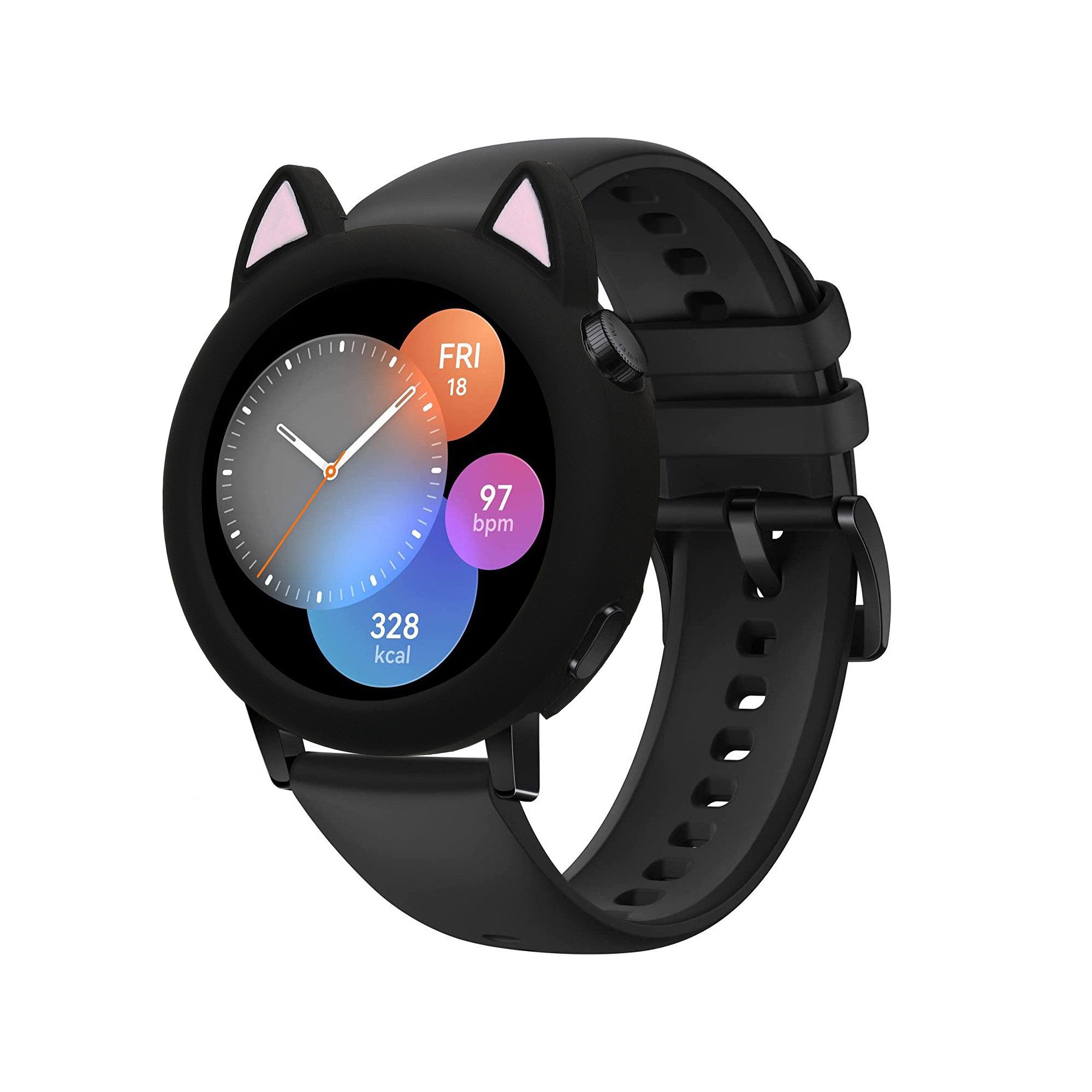 kwmobile Smartwatch-Hülle Schutzhülle für Huawei Watch GT3 42mm Hülle Bumper, Silikon Rahmen mit Cat Ears - Case ohne Display Schutz