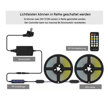 GelldG LED Stripe LED Strip Warmweiß 5M 1600LEDs COB Streifen 2700K 6000K LED Band