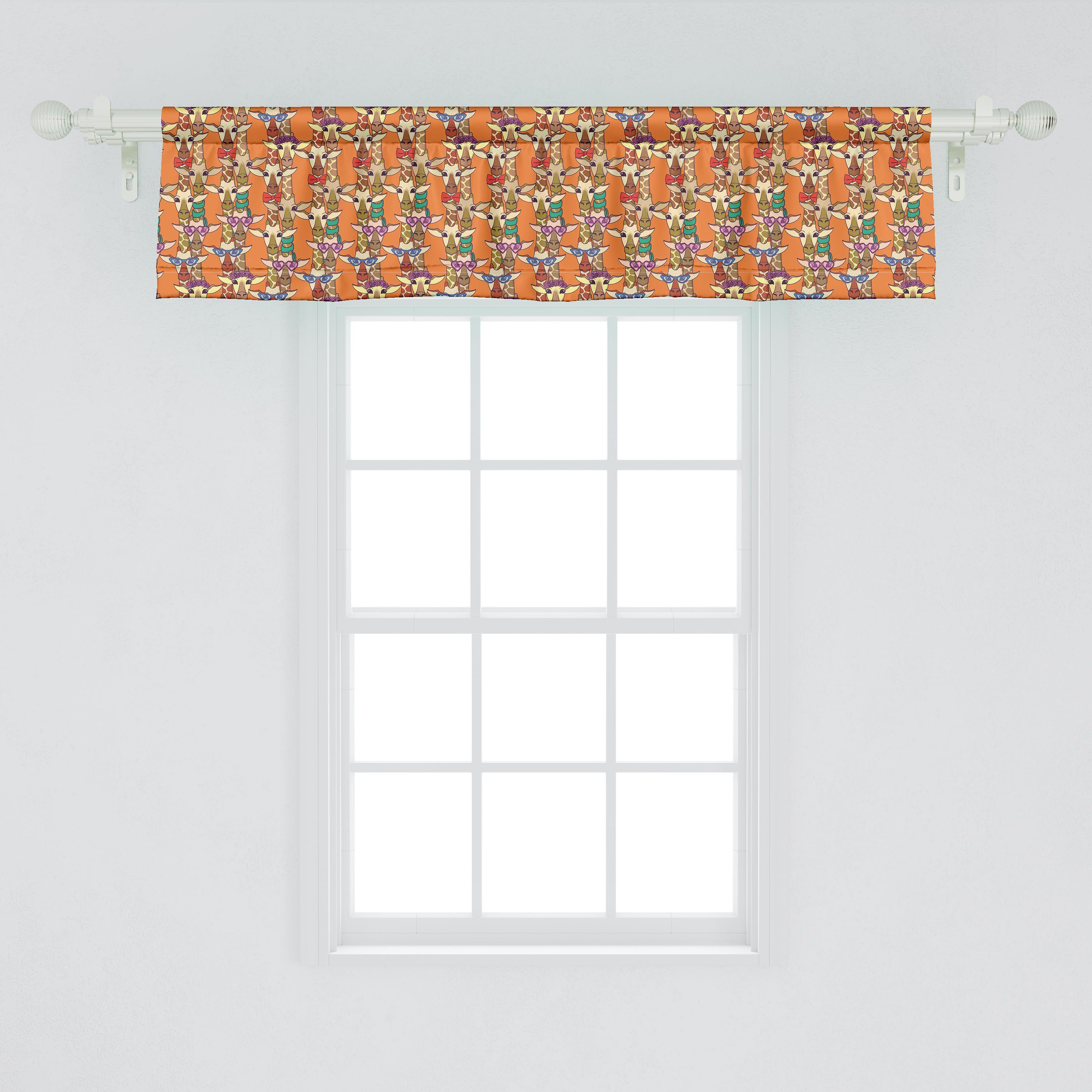 Schlafzimmer Komisch Küche Volant Dekor Microfaser, Scheibengardine Vorhang für Stangentasche, Giraffen Abakuhaus, in Blumenkranz mit