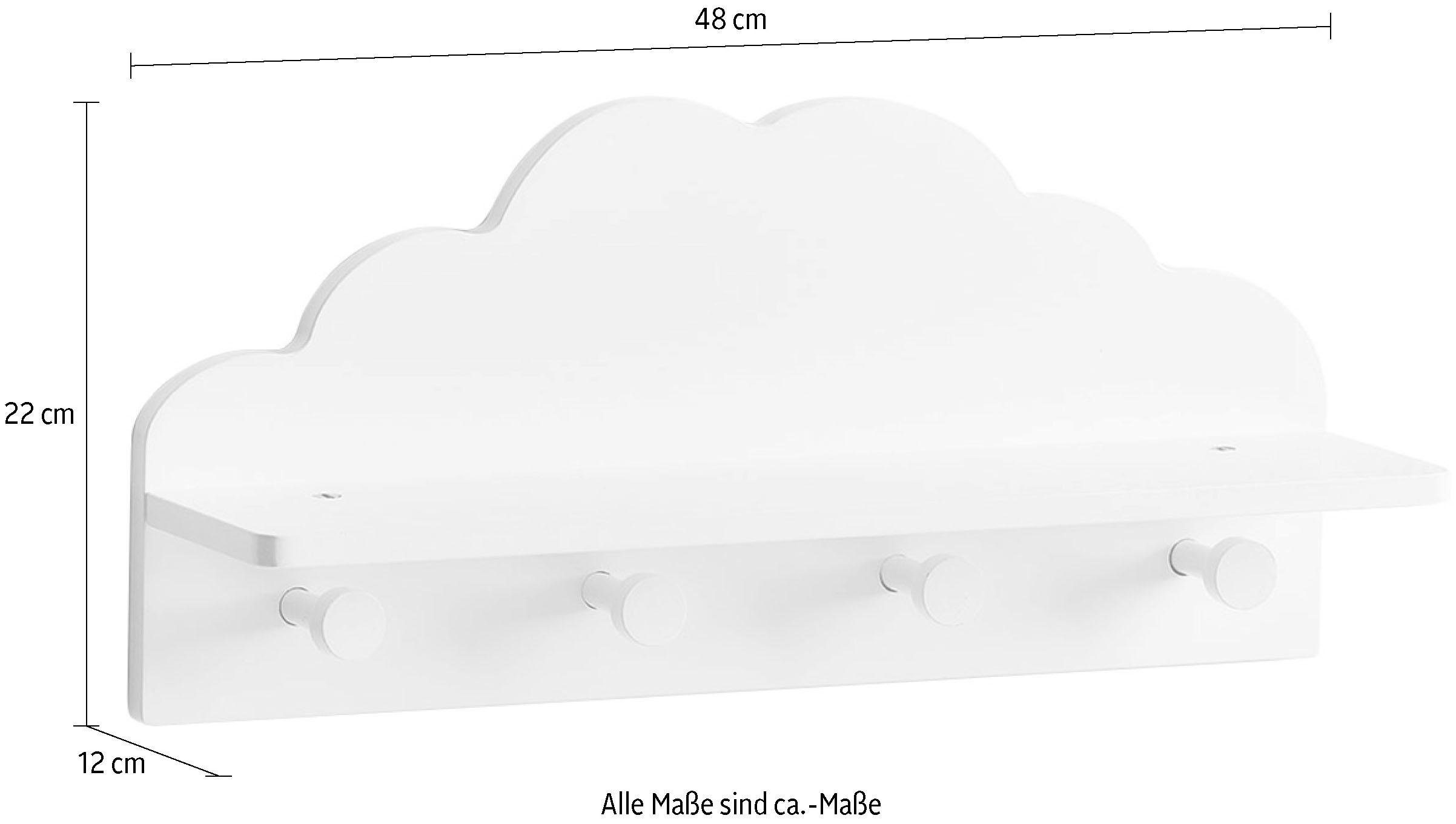 Zeller Present Garderobenleiste Wolke, praktische Wandgarderobe für Kinderjacken im Wolkendesign
