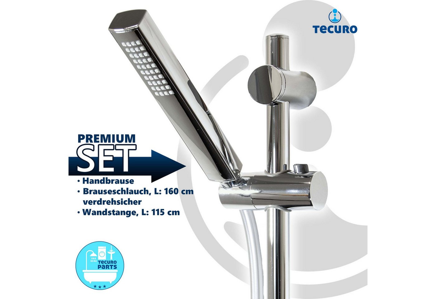 Thumbnail - tecuro Brausegarnitur Brauseset ew-036 - 1 strahlig, Brauseschlauch 160 cm
