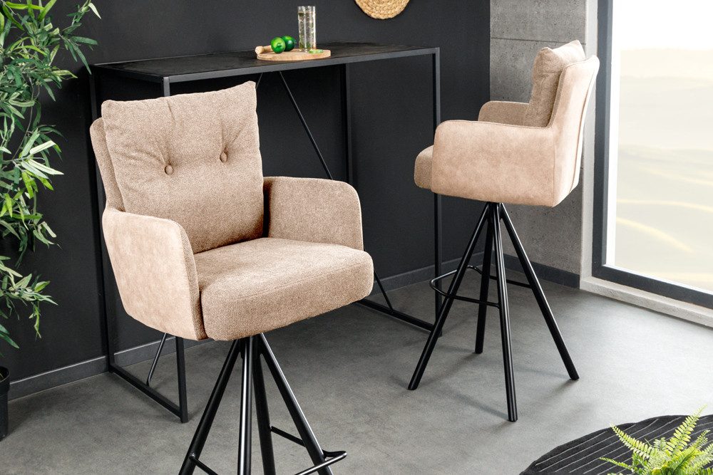 riess-ambiente Barhocker BIG GEORGE champagner beige / schwarz · Samt · Fla günstig online kaufen