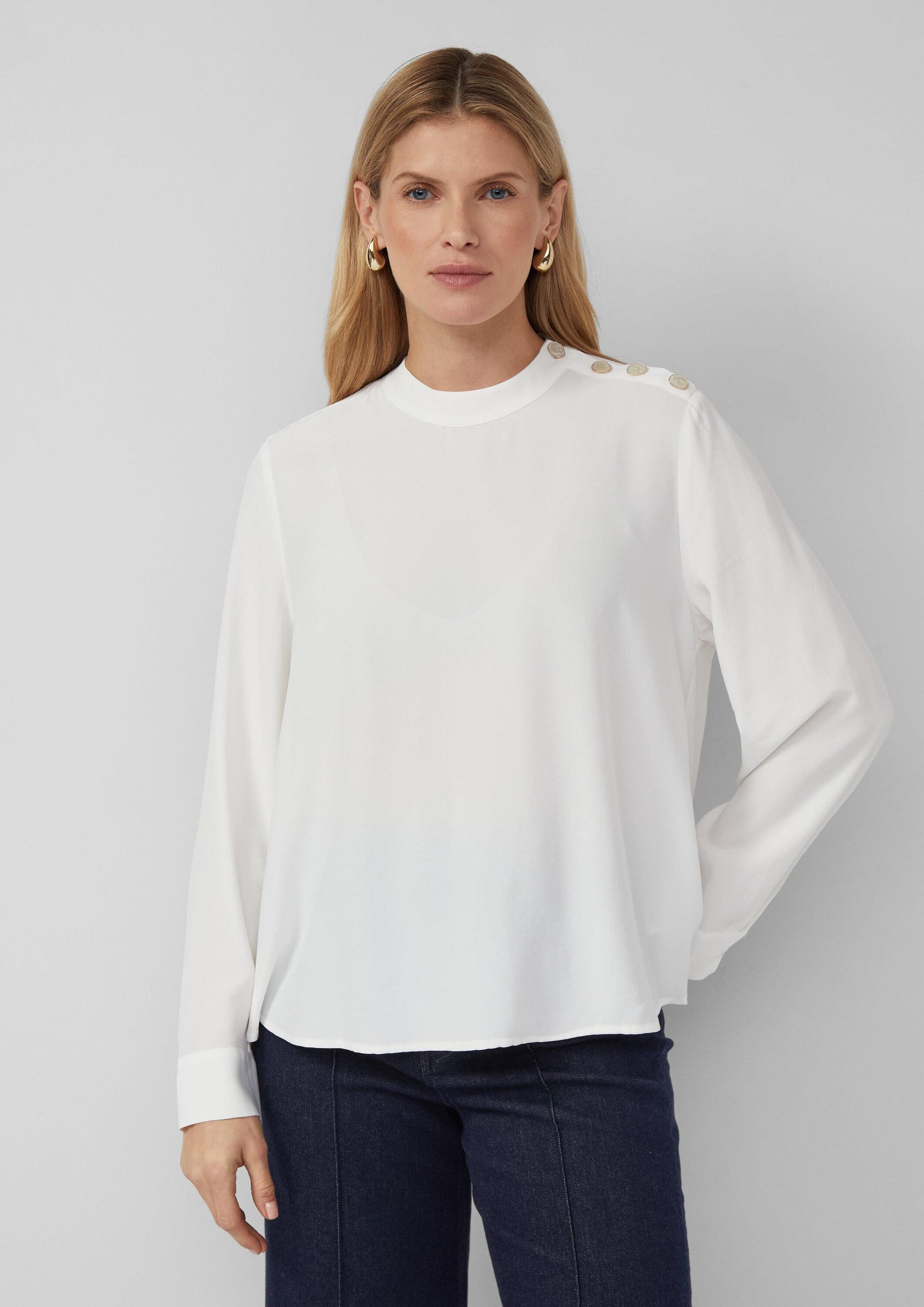 s.Oliver Langarmbluse Bluse Fließende Viskose-Bluse mit seitlichen Knöpfen