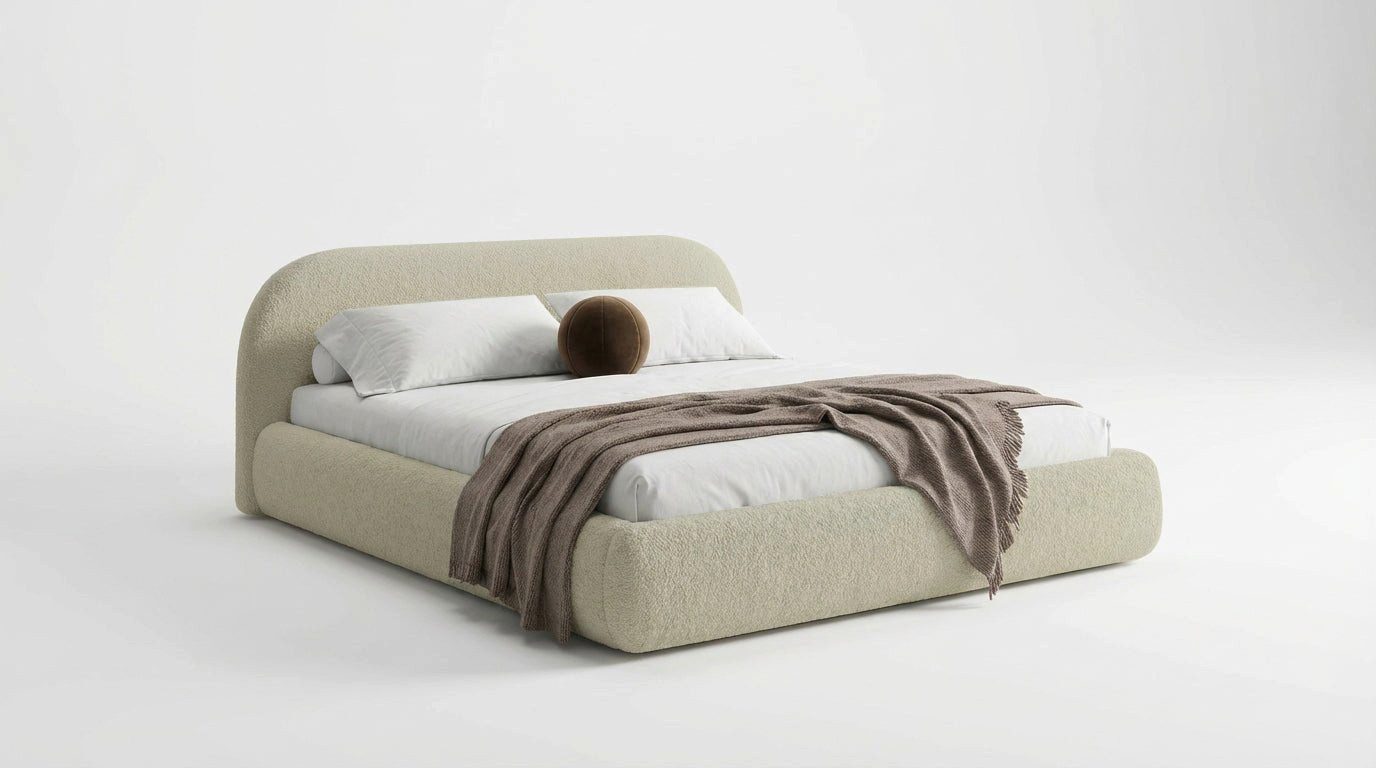 Luxusbetten24 Polsterbett Designer Polsterbett Luma, in Bouclé mit Stauraum