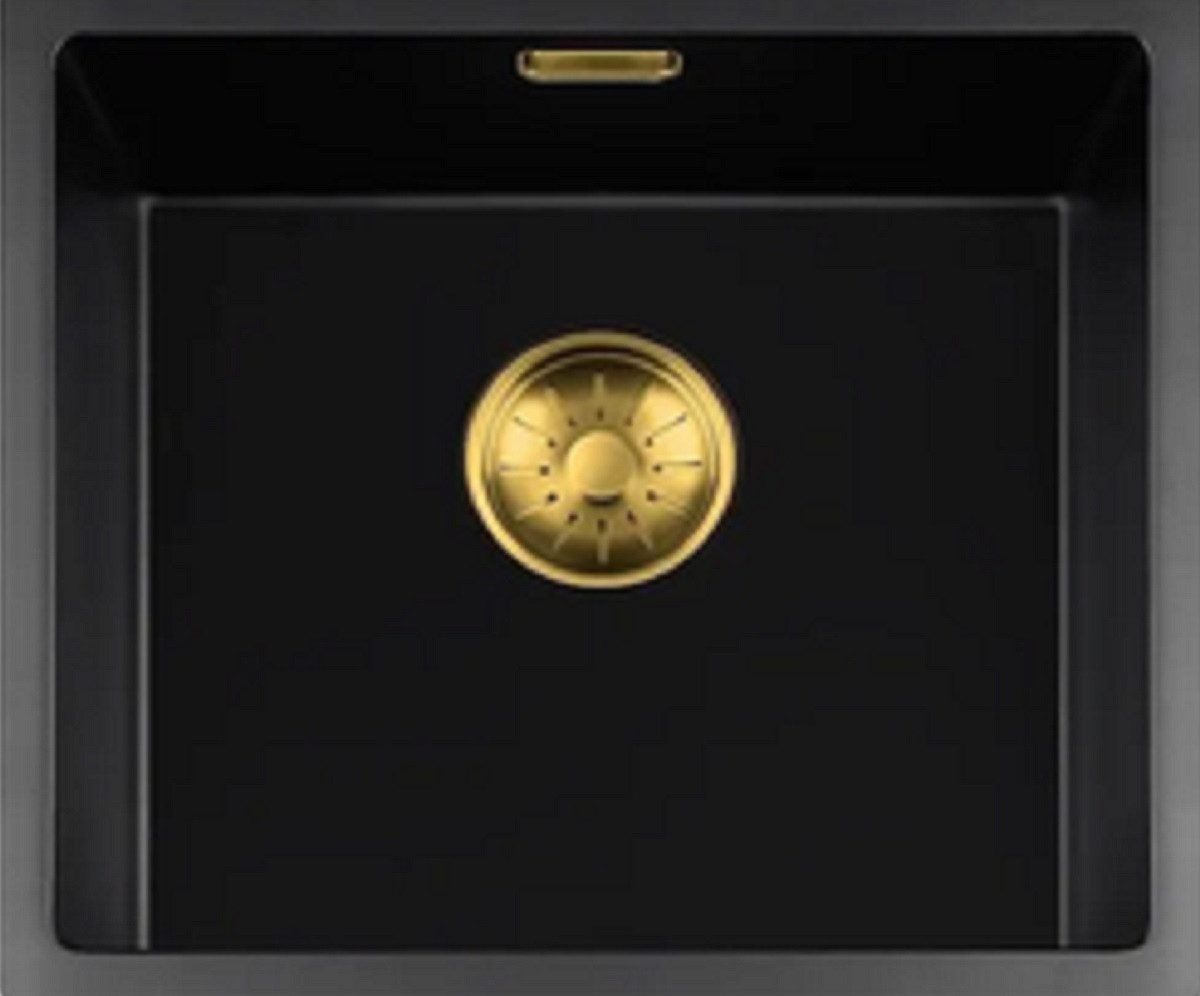 togo Küchenspüle 40BQ37-FU-Gold, rechteckig, 44/41 cm, Schwarze Quarz Spüle