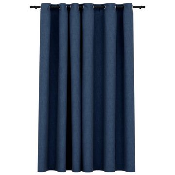 Vorhang Verdunkelungsvorhang mit Ösen Leinenoptik Blau 290x245 cm, furnicato, (1 St)