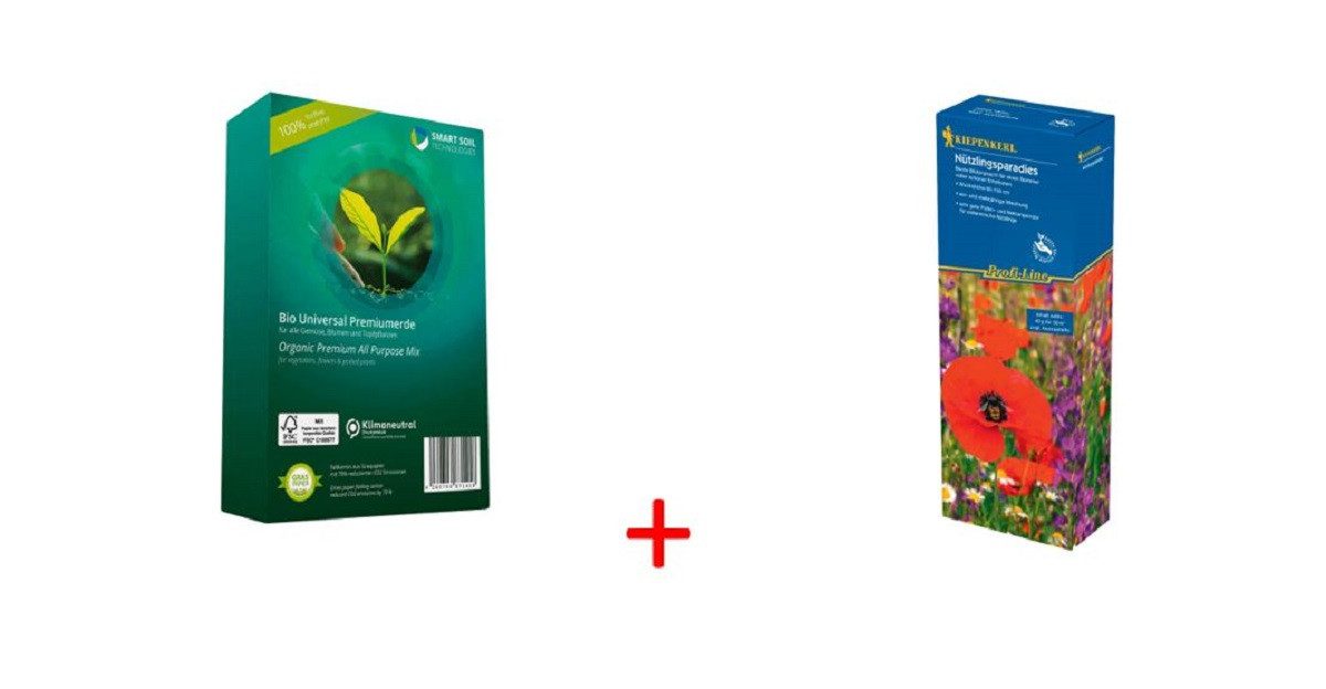 Smart Soil Technologies Blumenerde und Grünpflanzen Bio 5 L + Blumensamen-Mischung "Nützlingsparadies", (1-St)