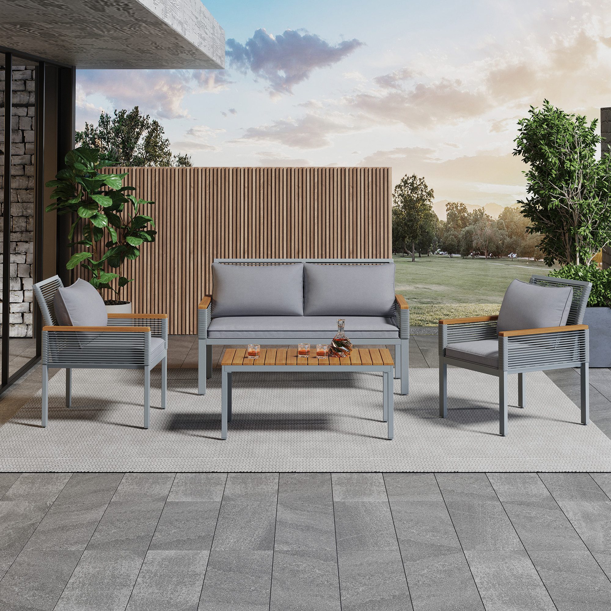 OKWISH Gartenlounge-Set Gartenmöbel Set mit bequemem günstig online kaufen