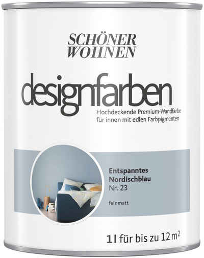 SCHÖNER WOHNEN-Kollektion Wand- und Deckenfarbe »Designfarben«, Entspanntes Nordischblau Nr. 23, hochdeckende Premium-Wandfarbe